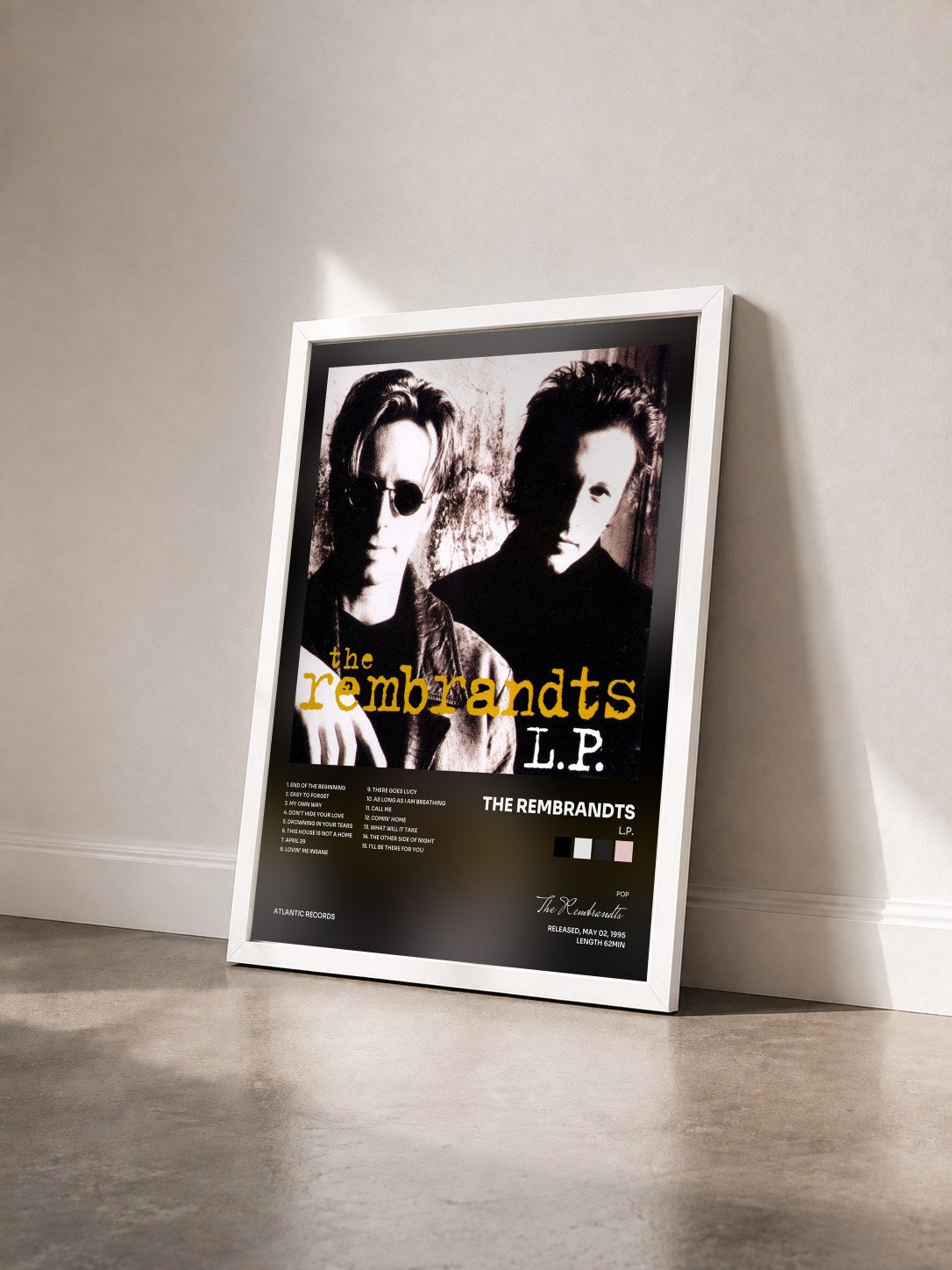 #blanc Tableau de l'album L.P. de The Rembrandts vu de trois quarts, cadre blanc