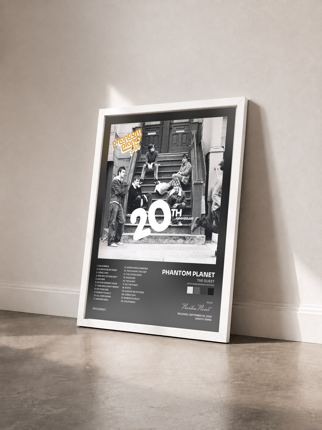 #blanc Tableau de l'album The Guest (20th Anniversary Edition) de Phantom Planet vu de trois quarts, cadre blanc