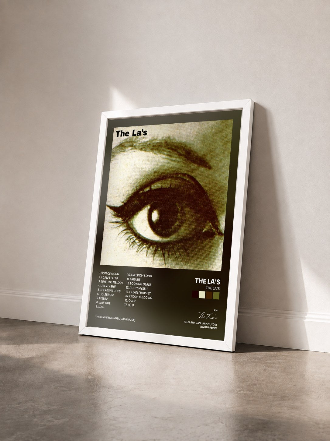 #blanc Tableau de l'album The La's de The La's vu de trois quarts, cadre blanc
