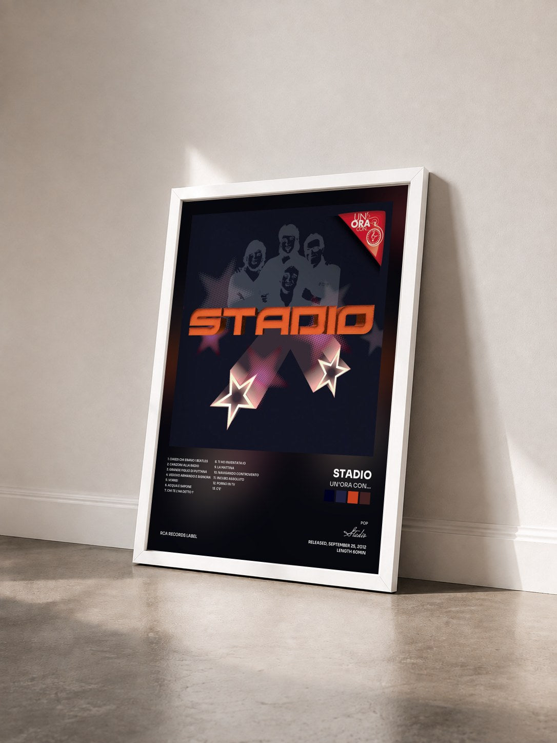 #blanc Tableau de l'album Un'ora con... de Stadio vu de trois quarts, cadre blanc
