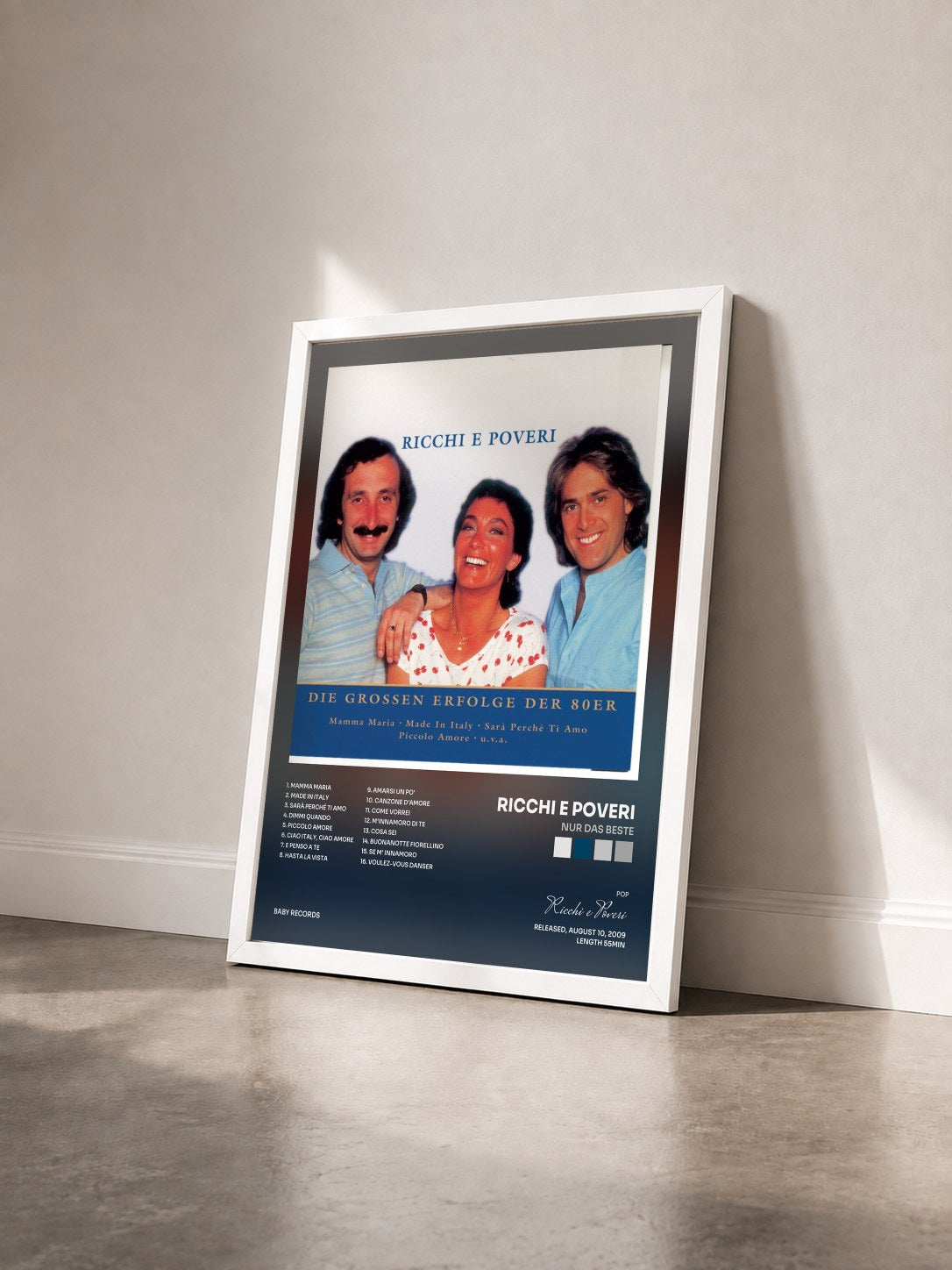 #blanc Tableau de l'album Nur das Beste de Ricchi e Poveri vu de trois quarts, cadre blanc