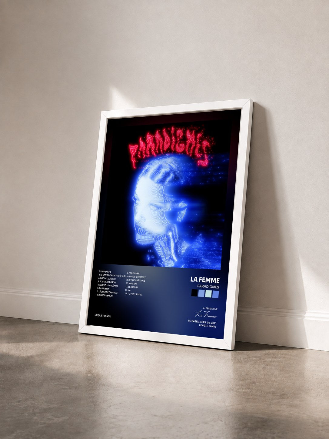 #blanc Tableau de l'album Paradigmes de La Femme vu de trois quarts, cadre blanc