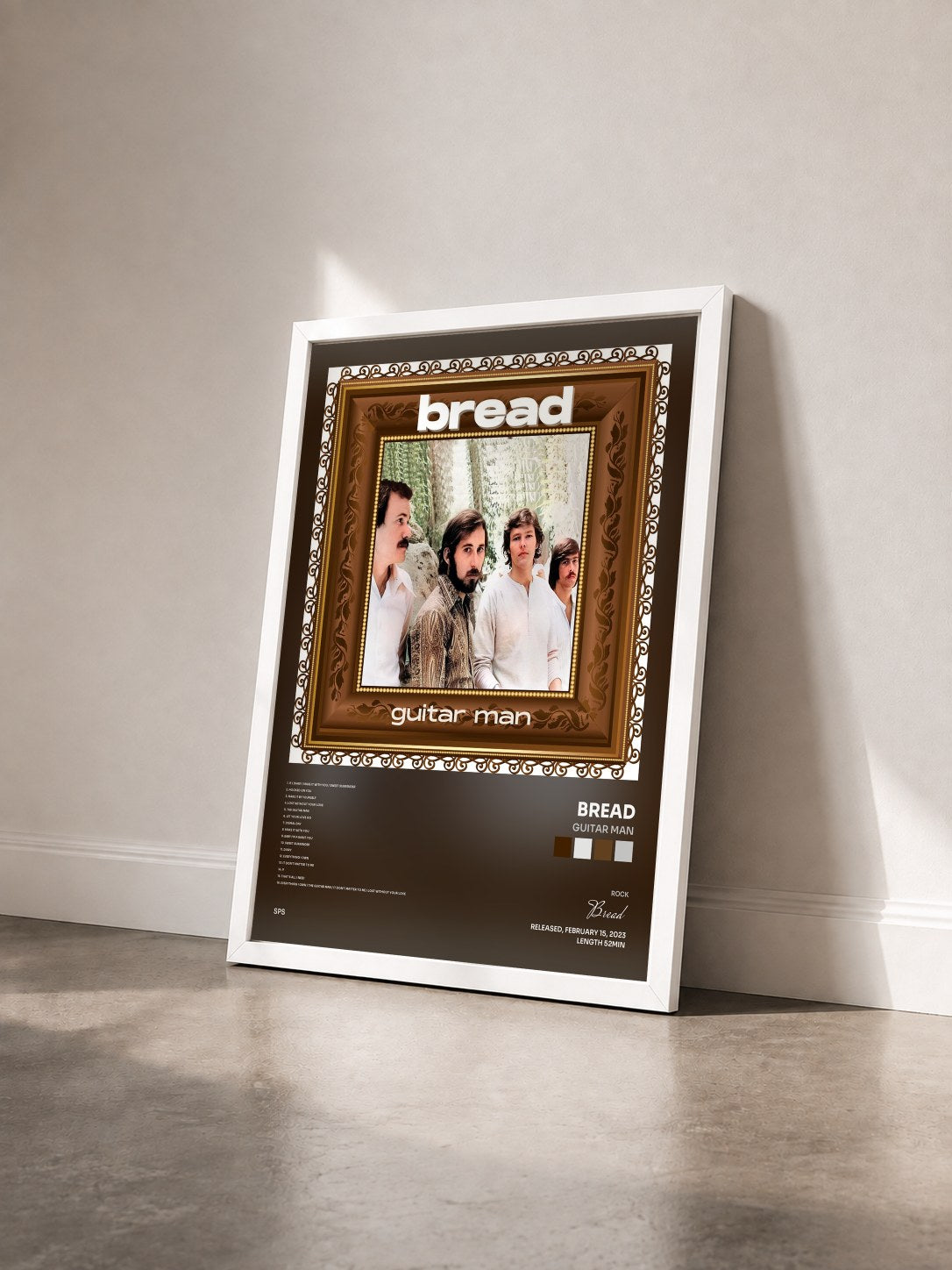 #blanc Tableau de l'album Guitar Man de Bread vu de trois quarts, cadre blanc