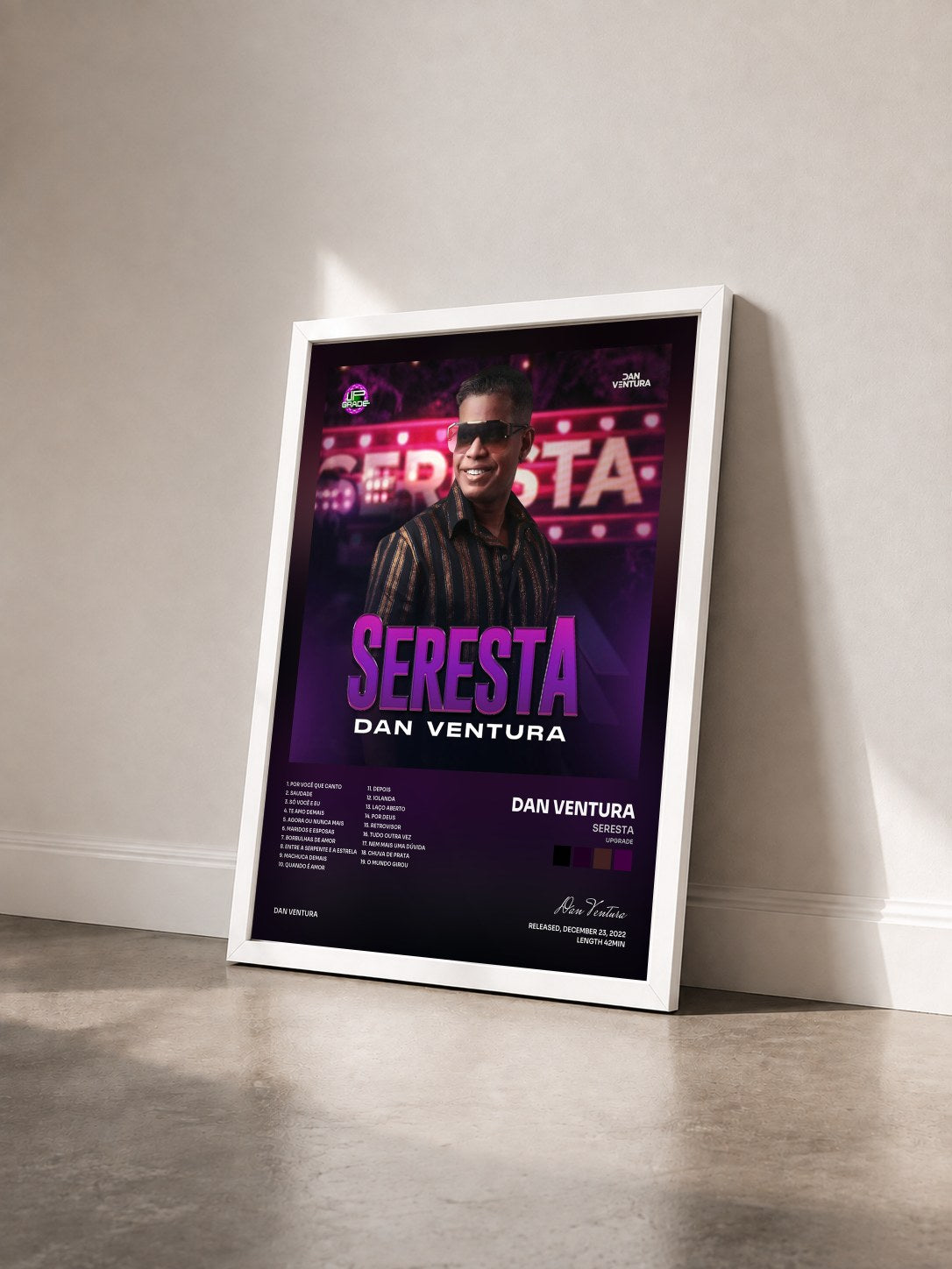 #blanc Tableau de l'album Seresta (UpGrade) de Dan Ventura vu de trois quarts, cadre blanc