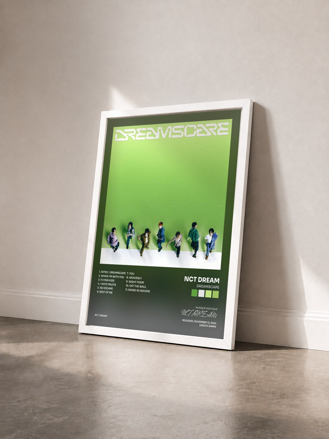 #blanc Tableau de l'album DREAMSCAPE de NCT DREAM vu de trois quarts, cadre blanc