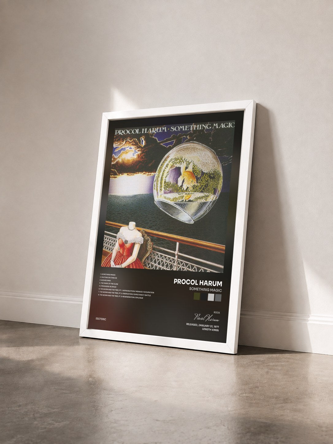 #blanc Tableau de l'album Something Magic de Procol Harum vu de trois quarts, cadre blanc