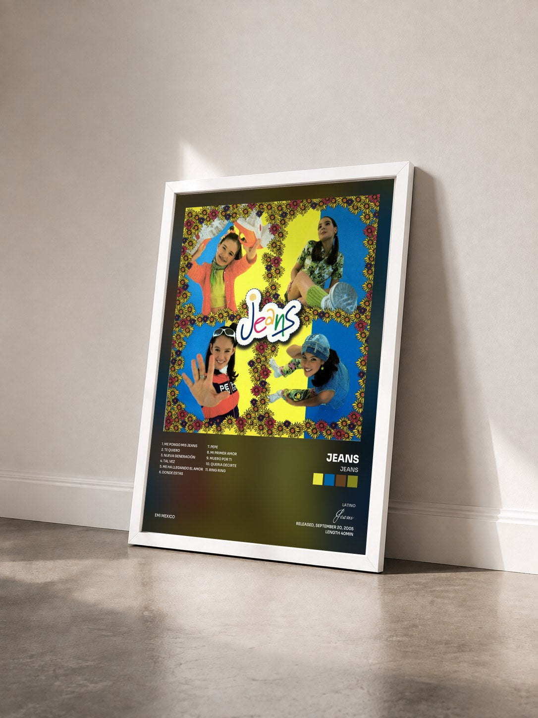 #blanc Tableau de l'album Jeans de Jeans vu de trois quarts, cadre blanc