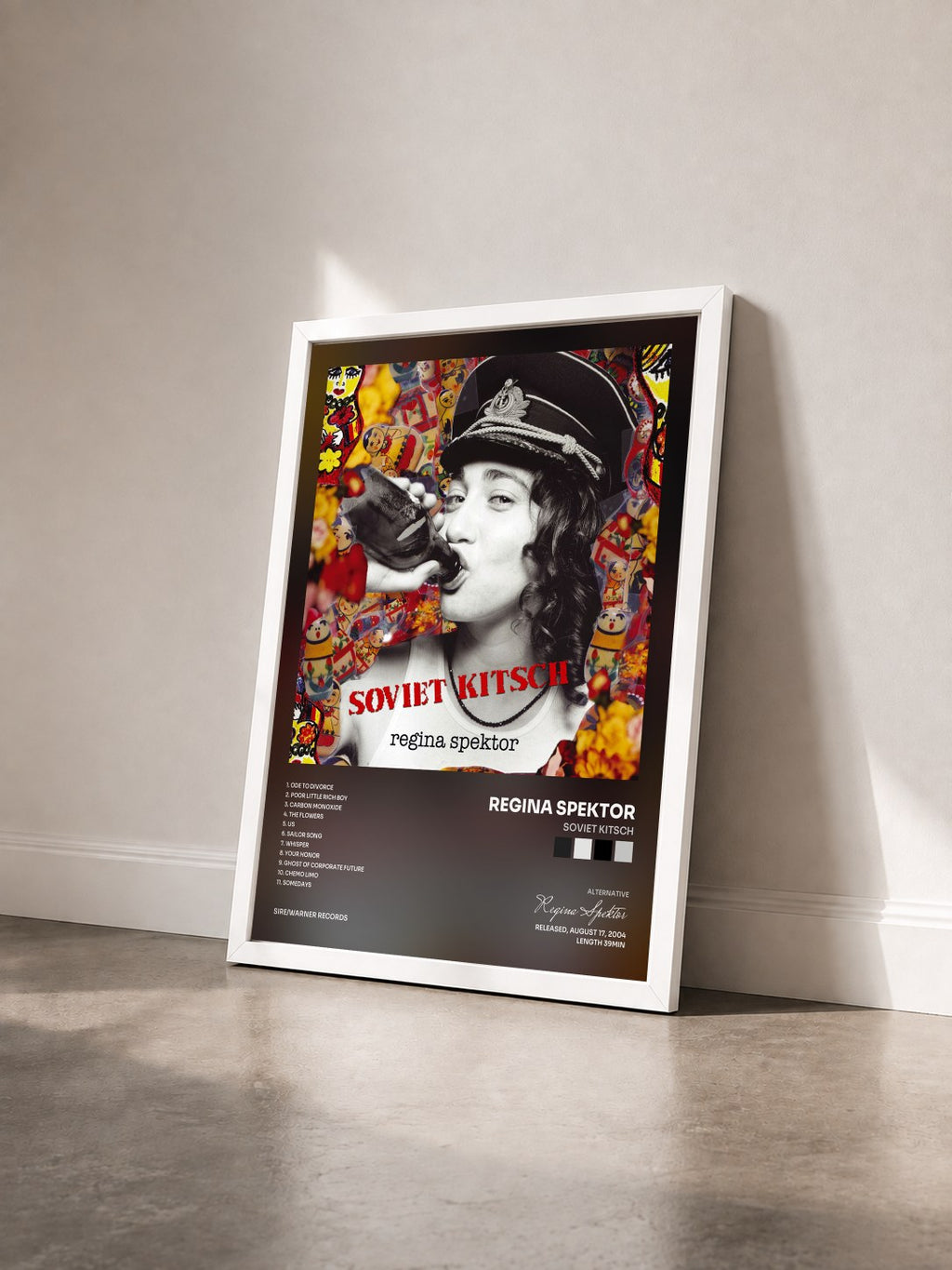 #blanc Tableau de l'album Soviet Kitsch de Regina Spektor vu de trois quarts, cadre blanc