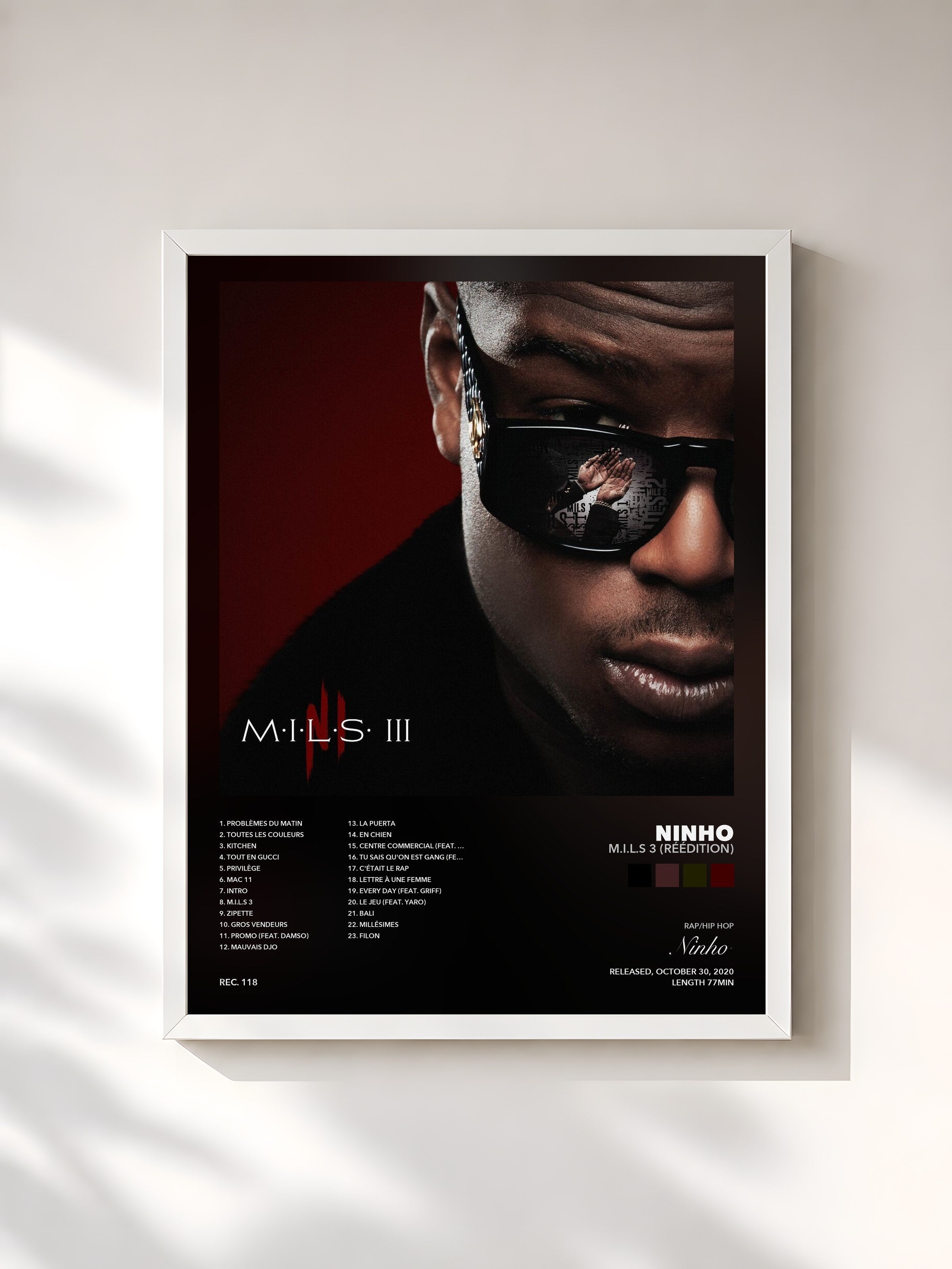 #blanc M.I.L.S 3 (Réédition) di Ninho in stampa incorniciata, cornice bianca, stampata e incorniciata in Francia