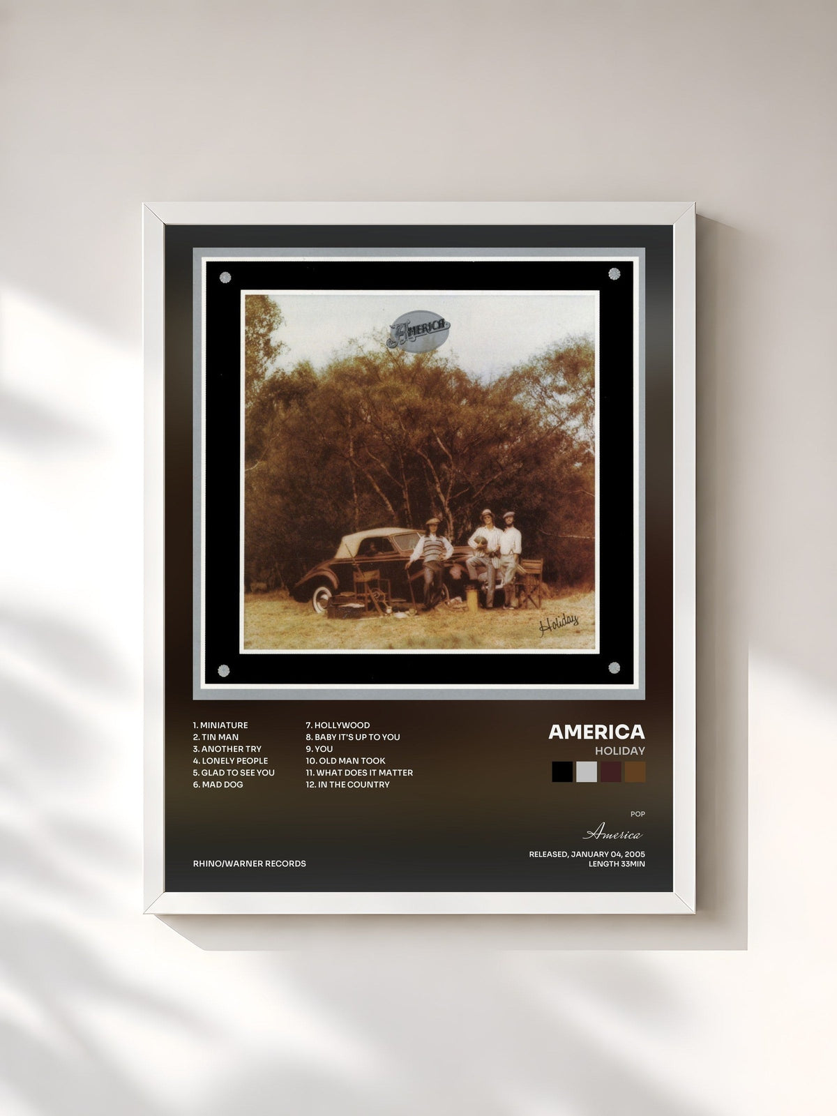 #blanc Tableau de l'album Holiday Harmony de America, cadre blanc, imprimé et encadré en France