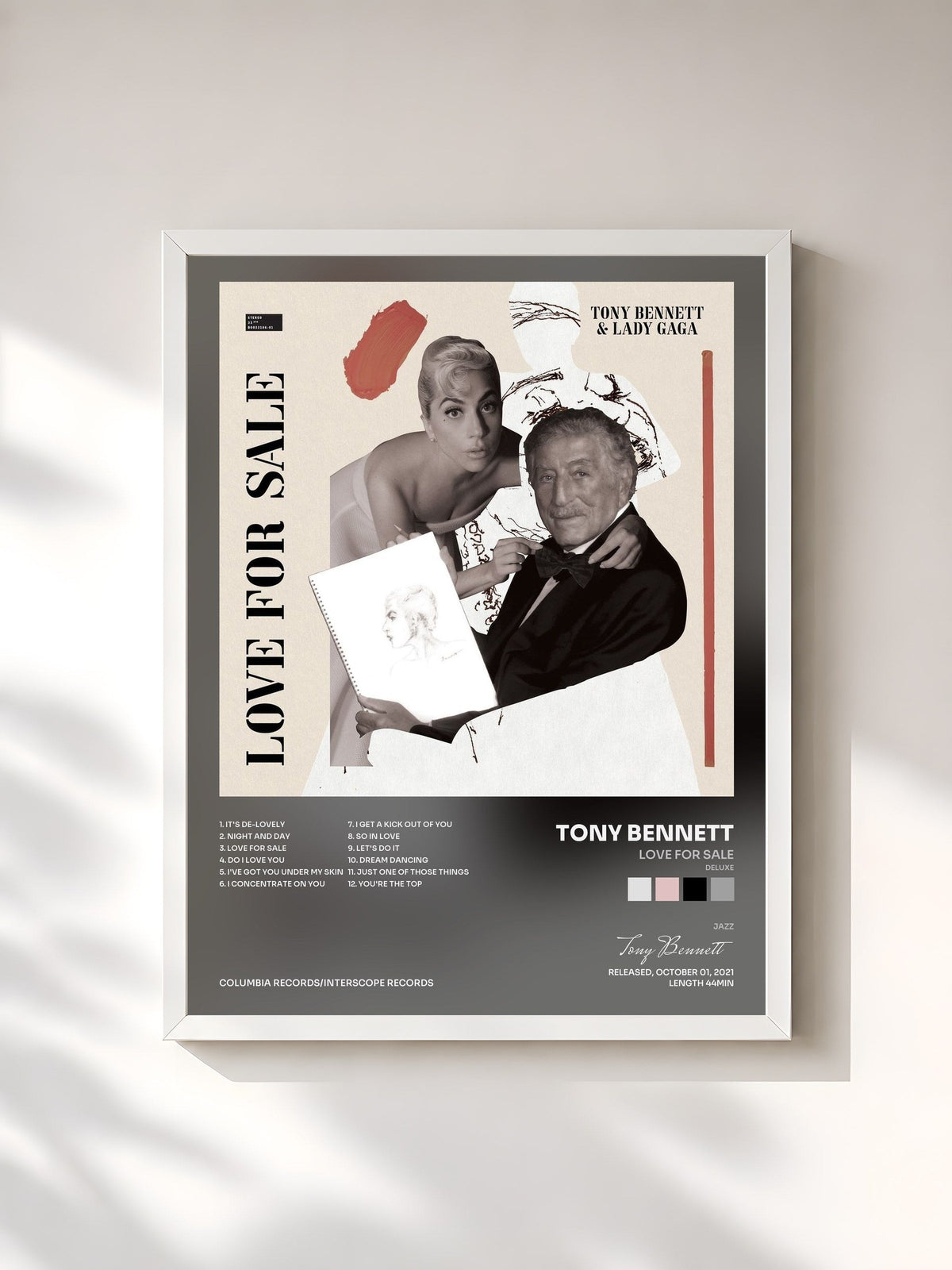 #blanc Love For Sale (Deluxe) di Tony Bennett in stampa incorniciata, cornice bianca, stampata e incorniciata in Francia