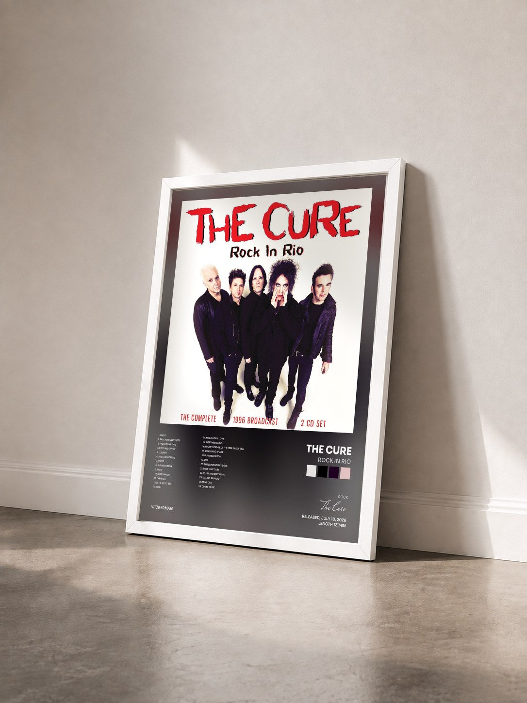 #blanc Tableau de l'album Rock In Rio de The Cure vu de trois quarts, cadre blanc