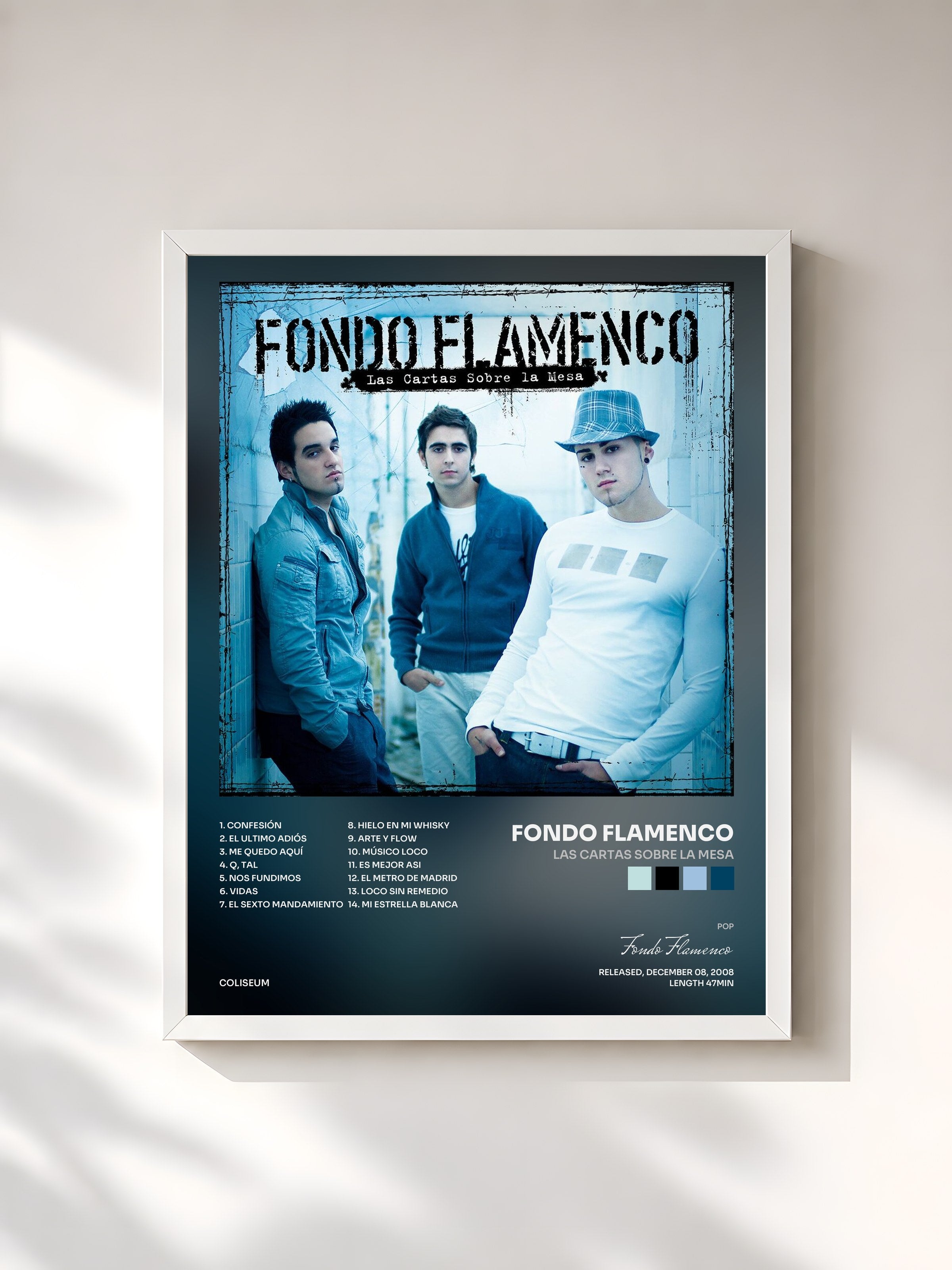 #blanc Tableau de l'album Las Cartas Sobre la Mesa de Fondo Flamenco, cadre blanc, imprimé et encadré en France