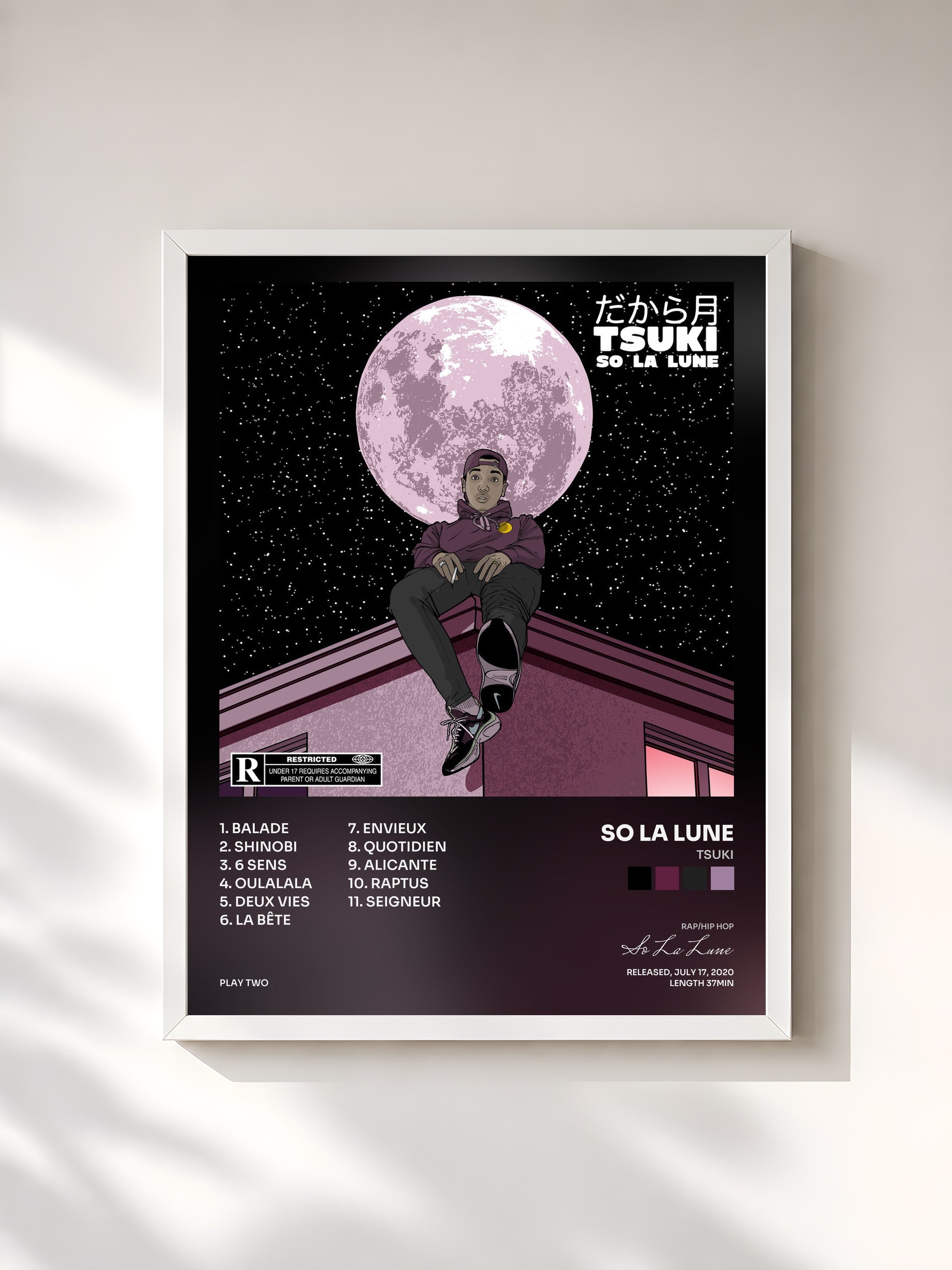 #blanc Tableau de l'album Tsuki de So La Lune, cadre blanc, imprimé et encadré en France