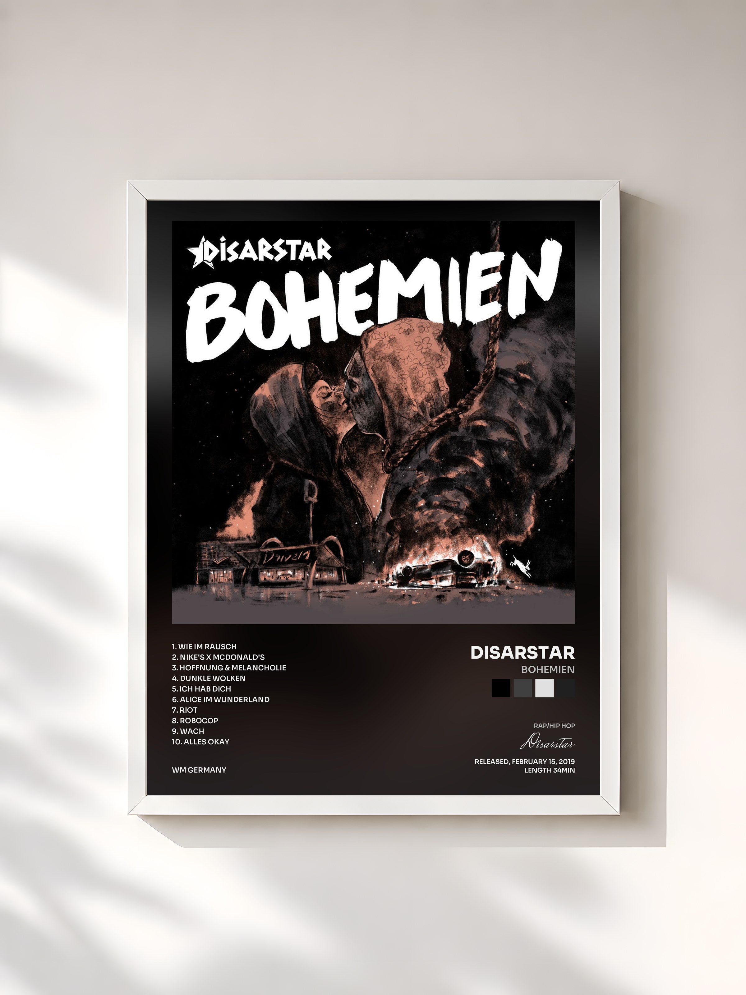 #blanc Tableau de l'album Bohemien de Disarstar, cadre blanc, imprimé et encadré en France