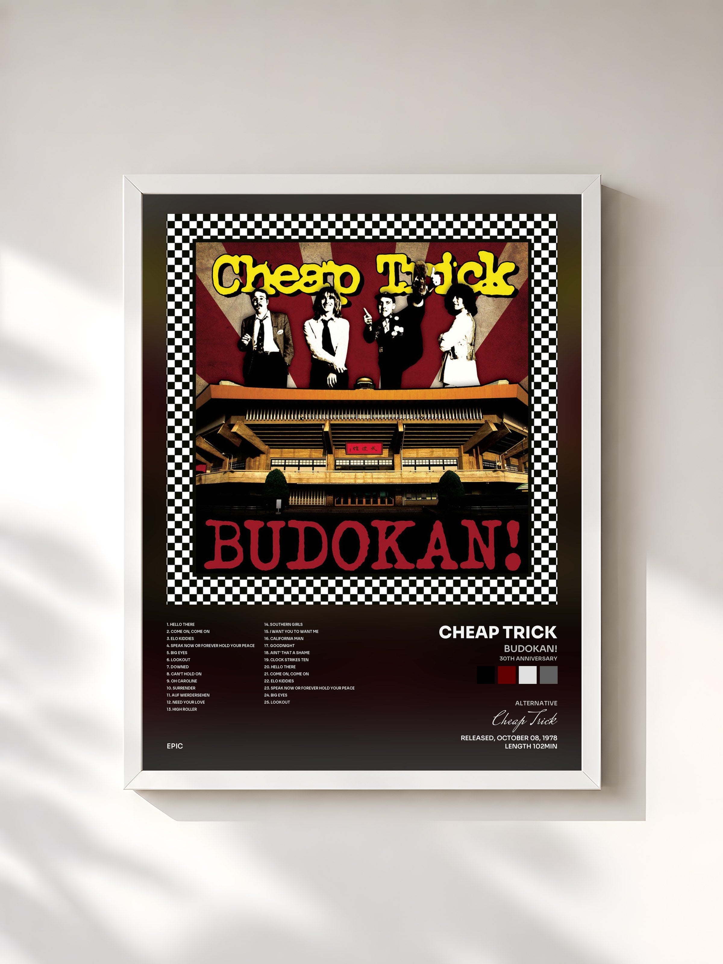 #blanc Tableau de l'album BUDOKAN! (30th Anniversary) de Cheap Trick, cadre blanc, imprimé et encadré en France
