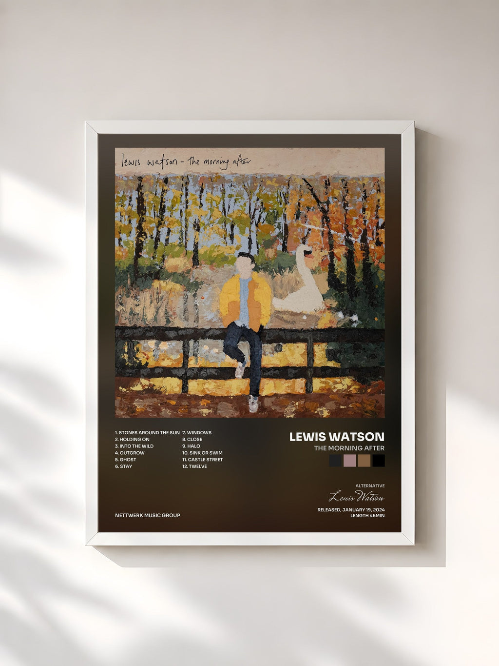 #blanc the morning after by Lewis Watson as a framed art print, white frame, printed and framed in France