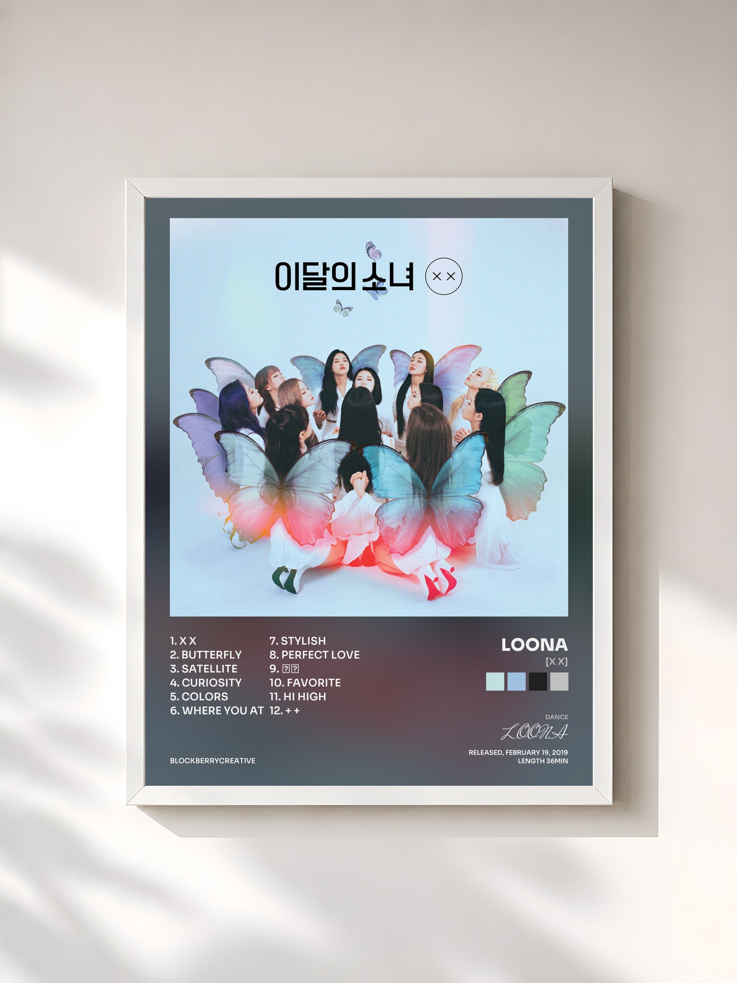 #blanc Tableau de l'album [X X] de LOONA, cadre blanc, imprimé et encadré en France
