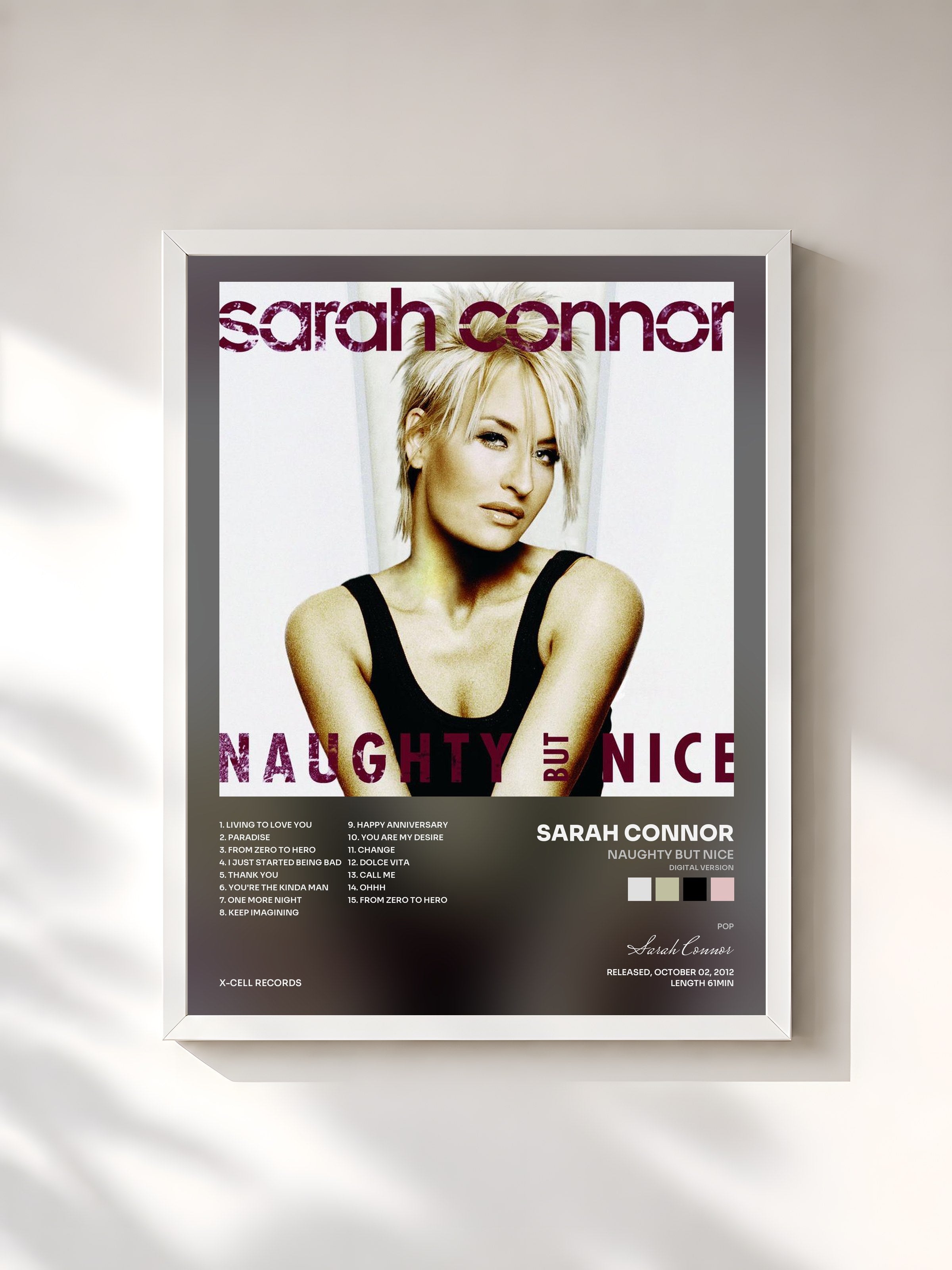 #blanc Tableau de l'album Naughty But Nice (Digital Version) de Sarah Connor, cadre blanc, imprimé et encadré en France
