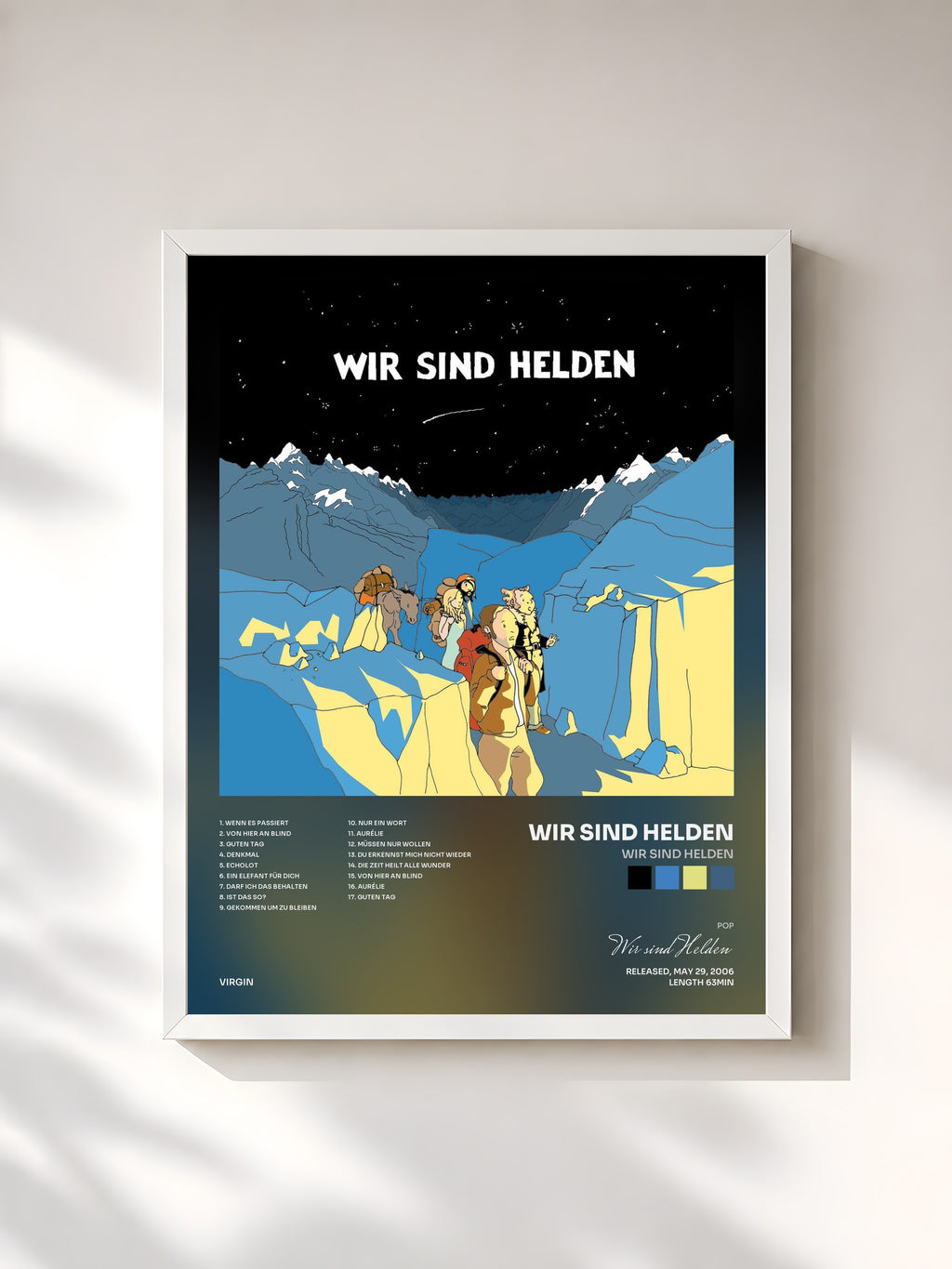 #blanc Tableau de l'album Wir sind Helden de Wir sind Helden, cadre blanc, imprimé et encadré en France