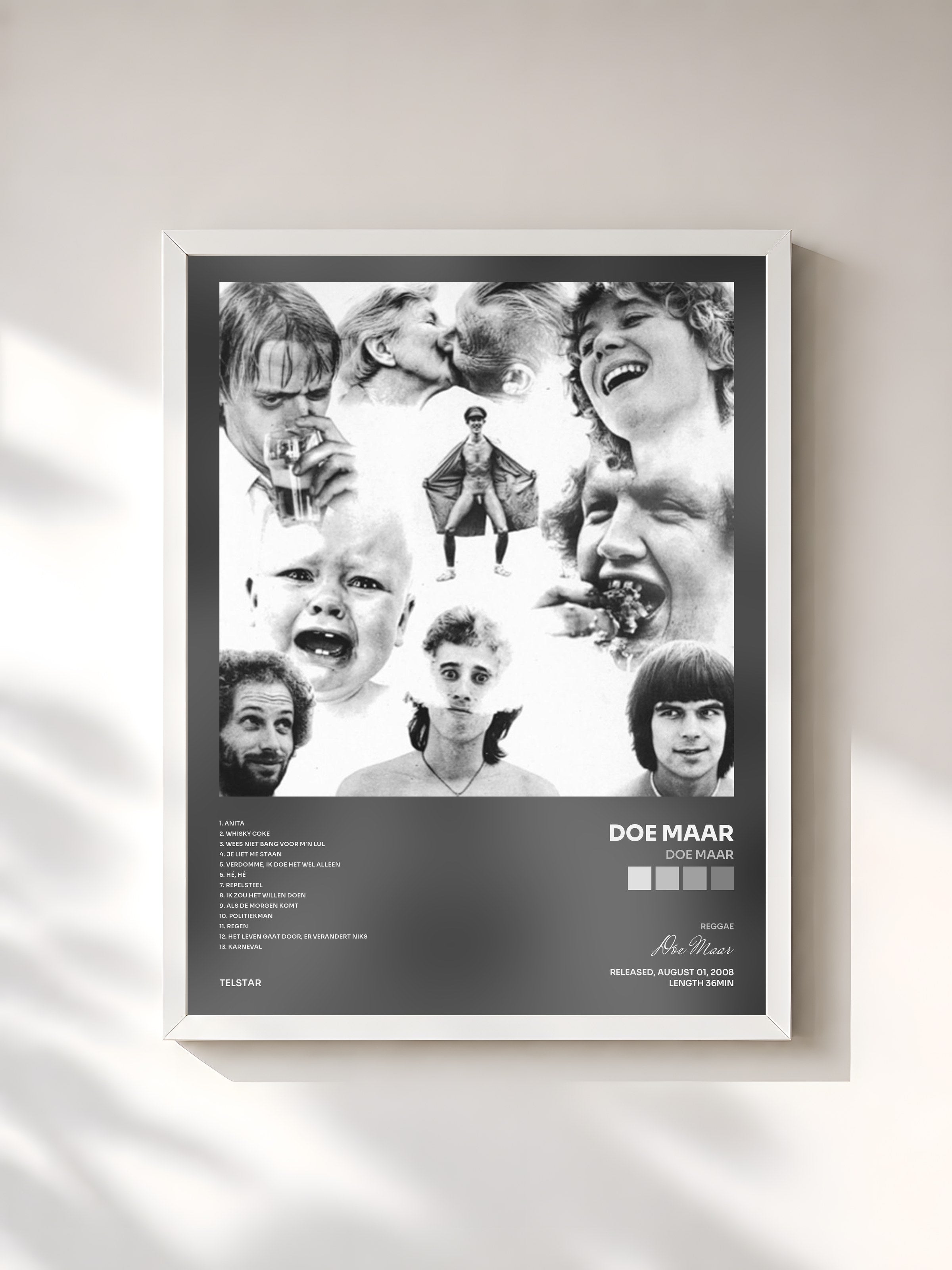 #blanc Tableau de l'album Doe Maar de Doe Maar, cadre blanc, imprimé et encadré en France