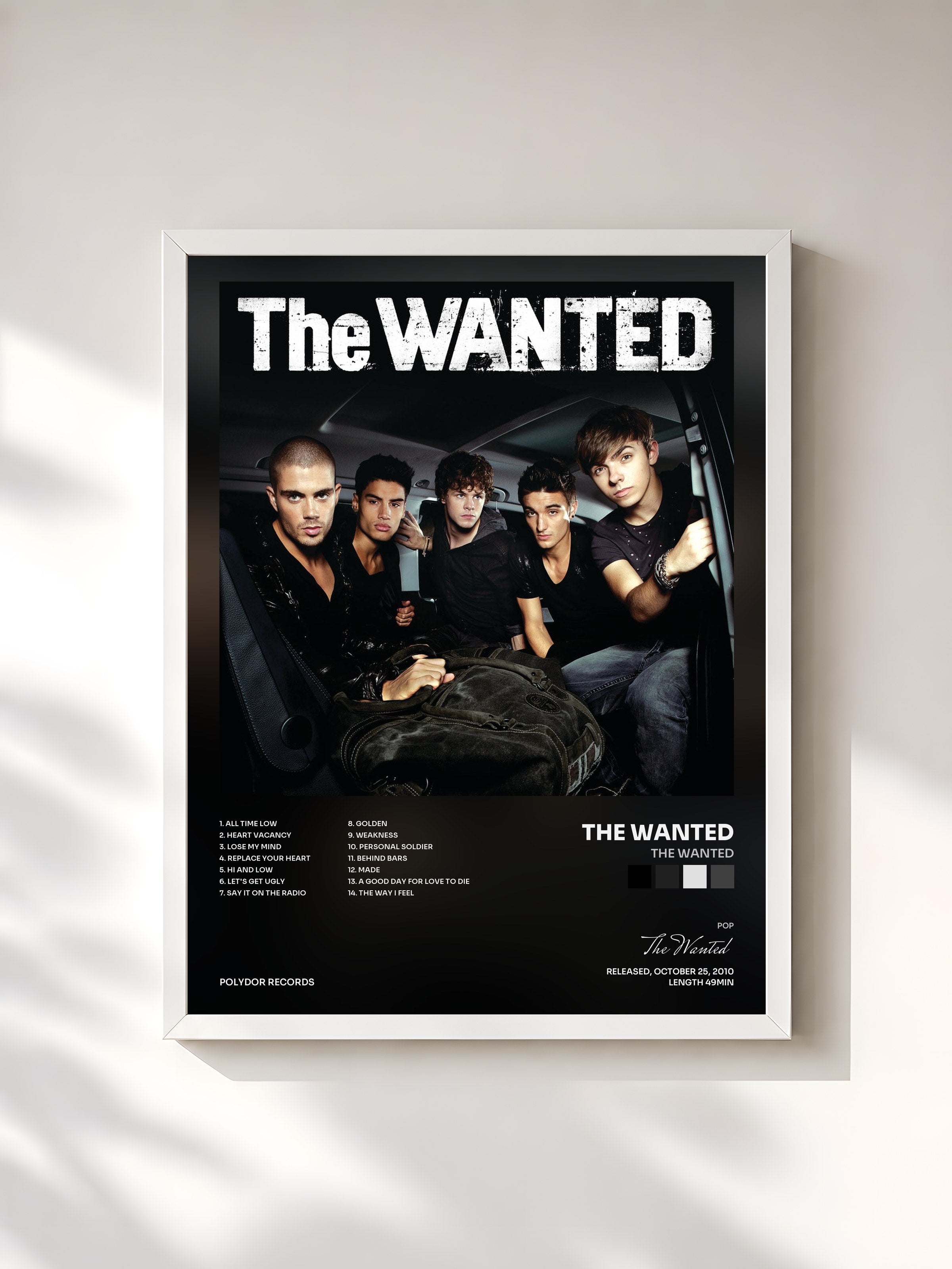 #blanc Tableau de l'album The Wanted de The Wanted, cadre blanc, imprimé et encadré en France