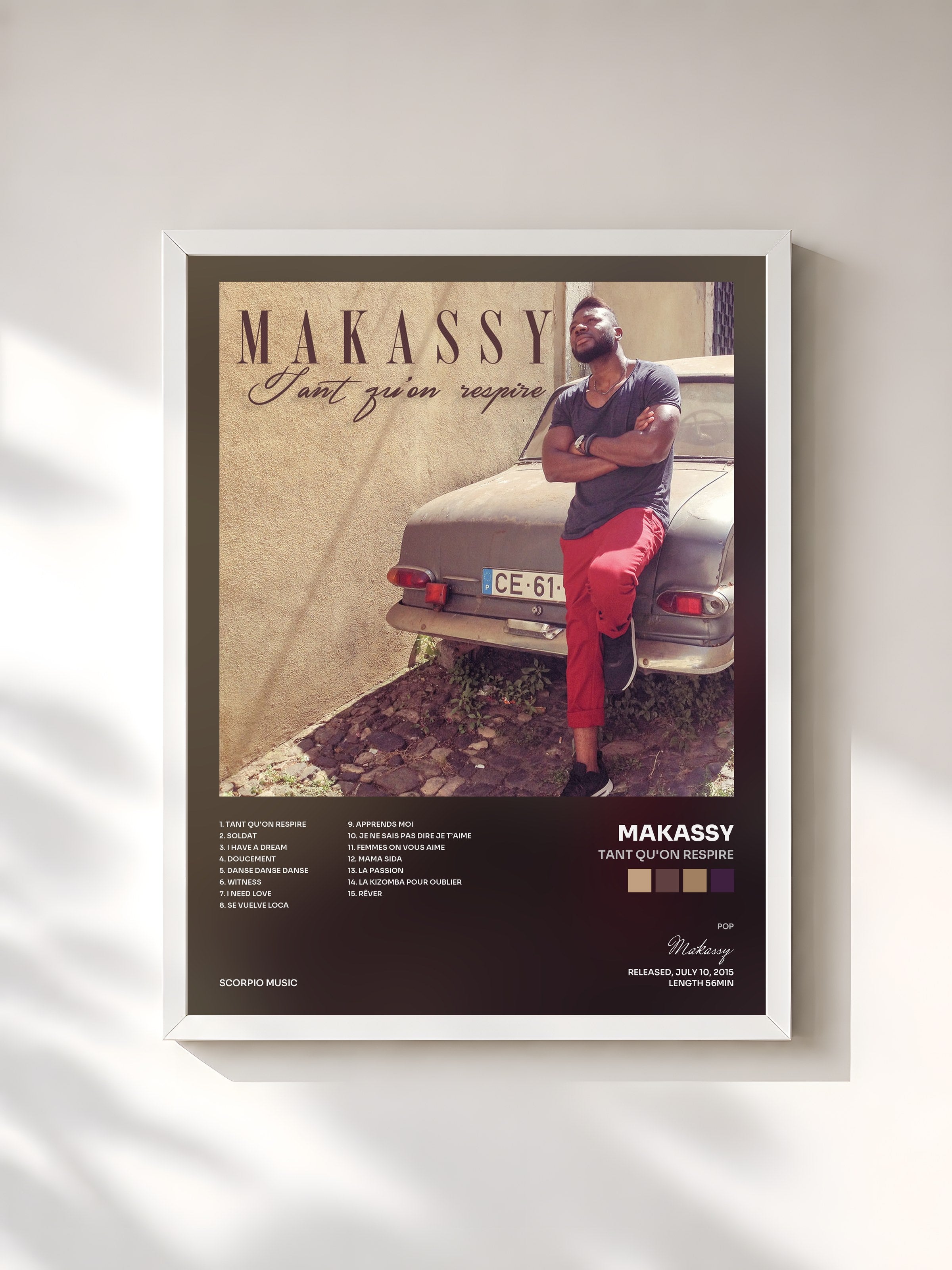 #blanc Tableau de l'album Tant qu'on respire de Makassy, cadre blanc, imprimé et encadré en France