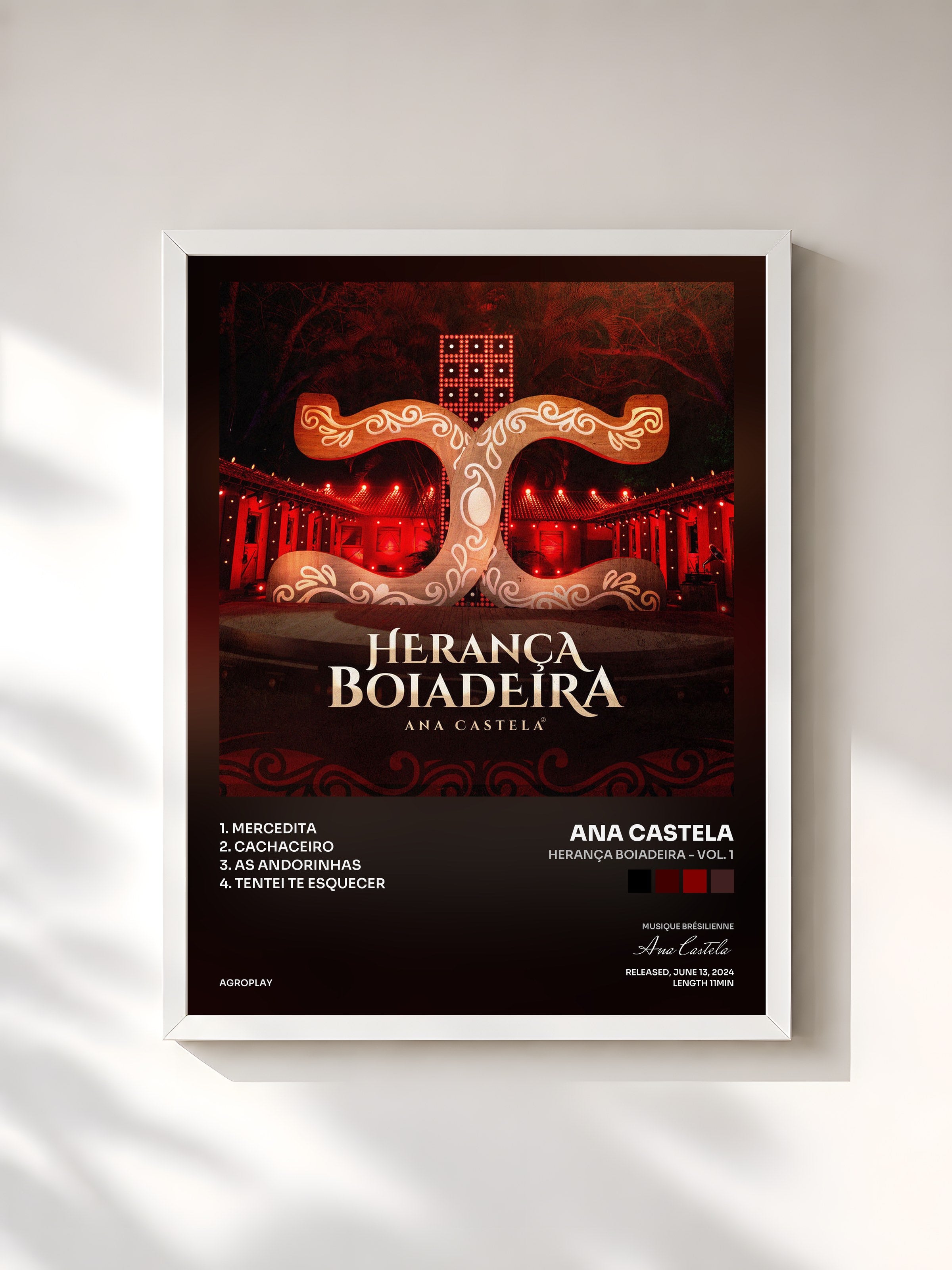 #blanc Tableau de l'album Herança Boiadeira - Vol. 1 de Ana Castela, cadre blanc, imprimé et encadré en France