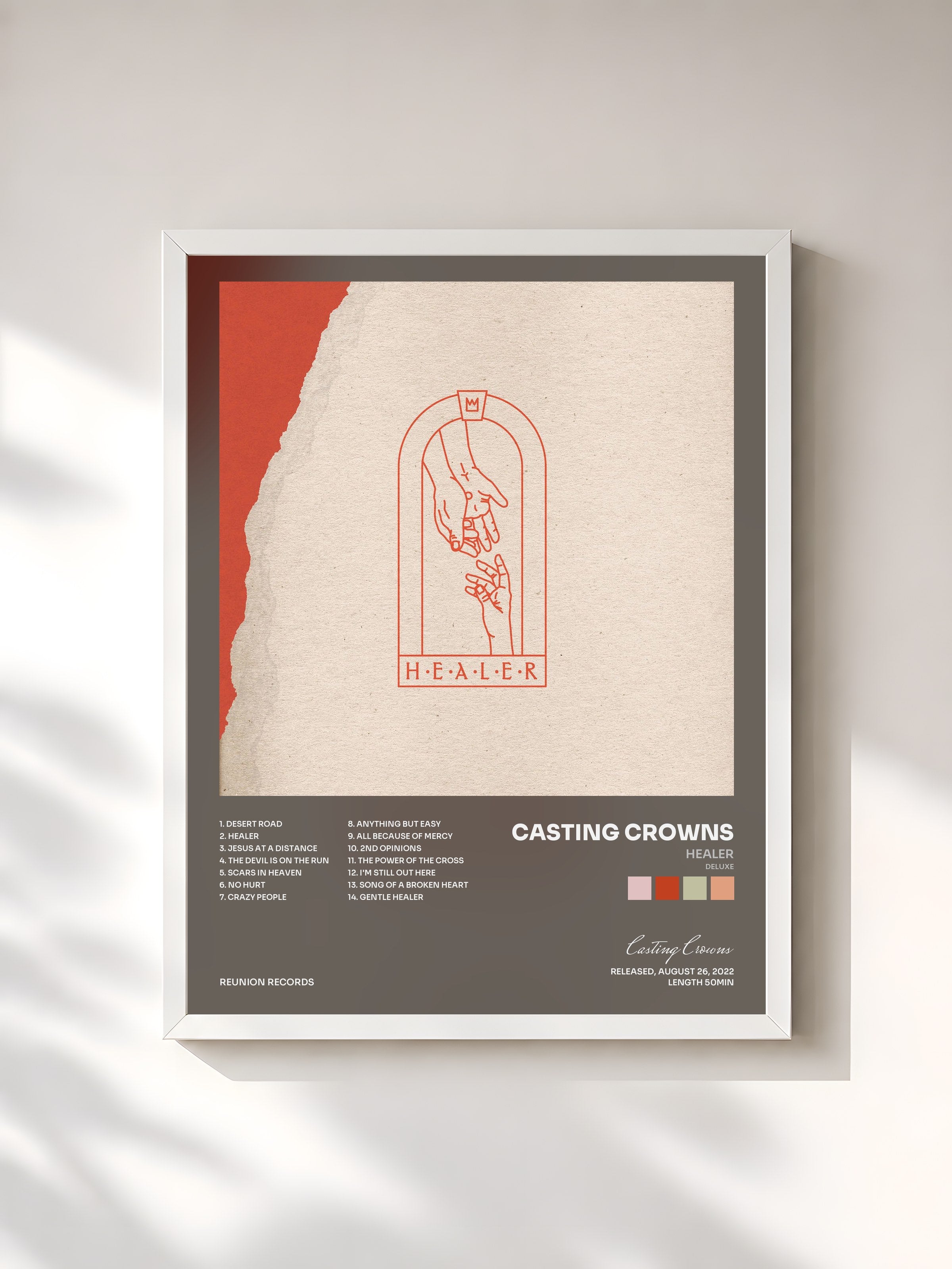 #blanc Tableau de l'album Healer (Deluxe) de Casting Crowns, cadre blanc, imprimé et encadré en France