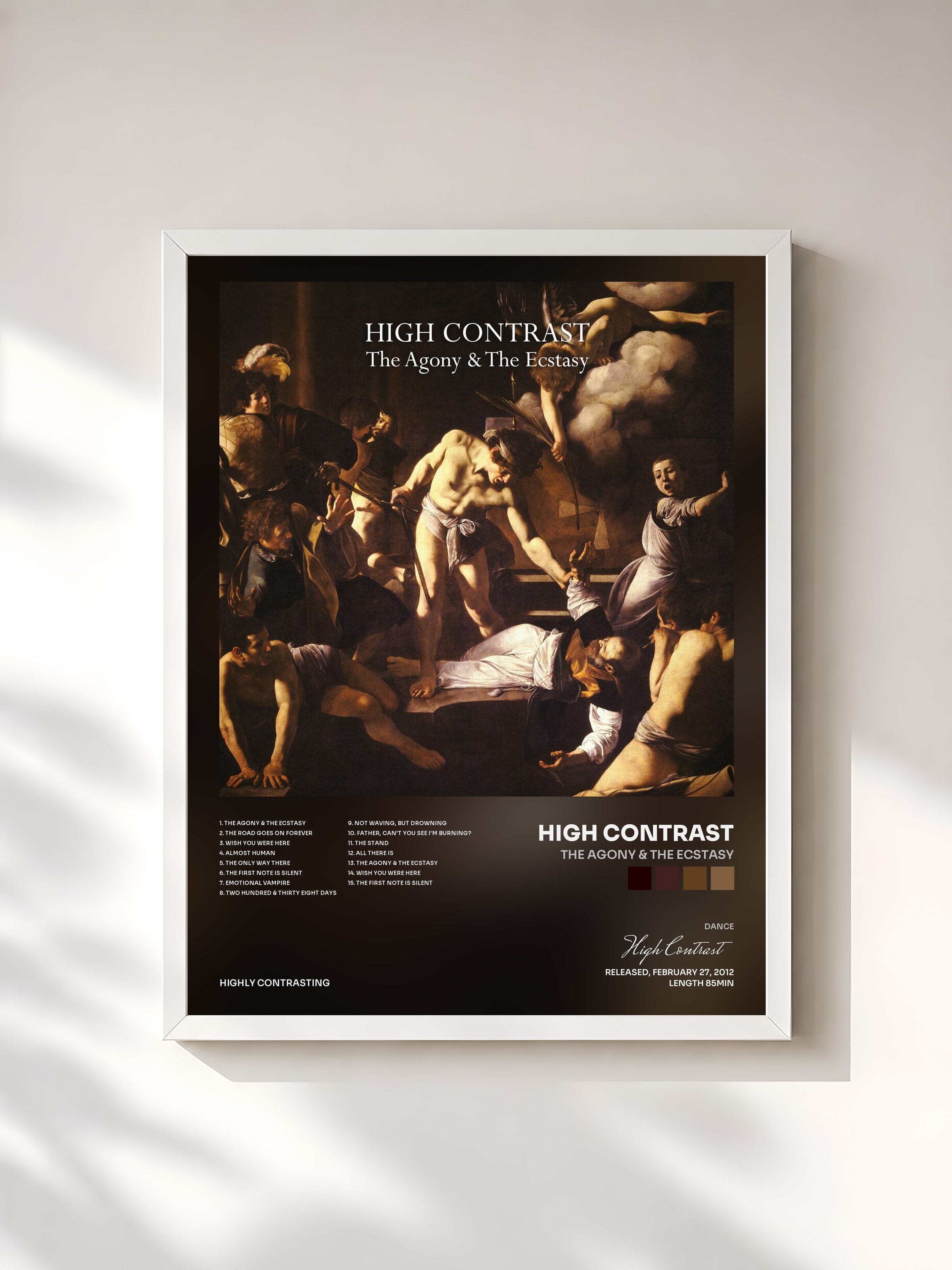 #blanc Tableau de l'album The Agony & The Ecstasy de High Contrast, cadre blanc, imprimé et encadré en France