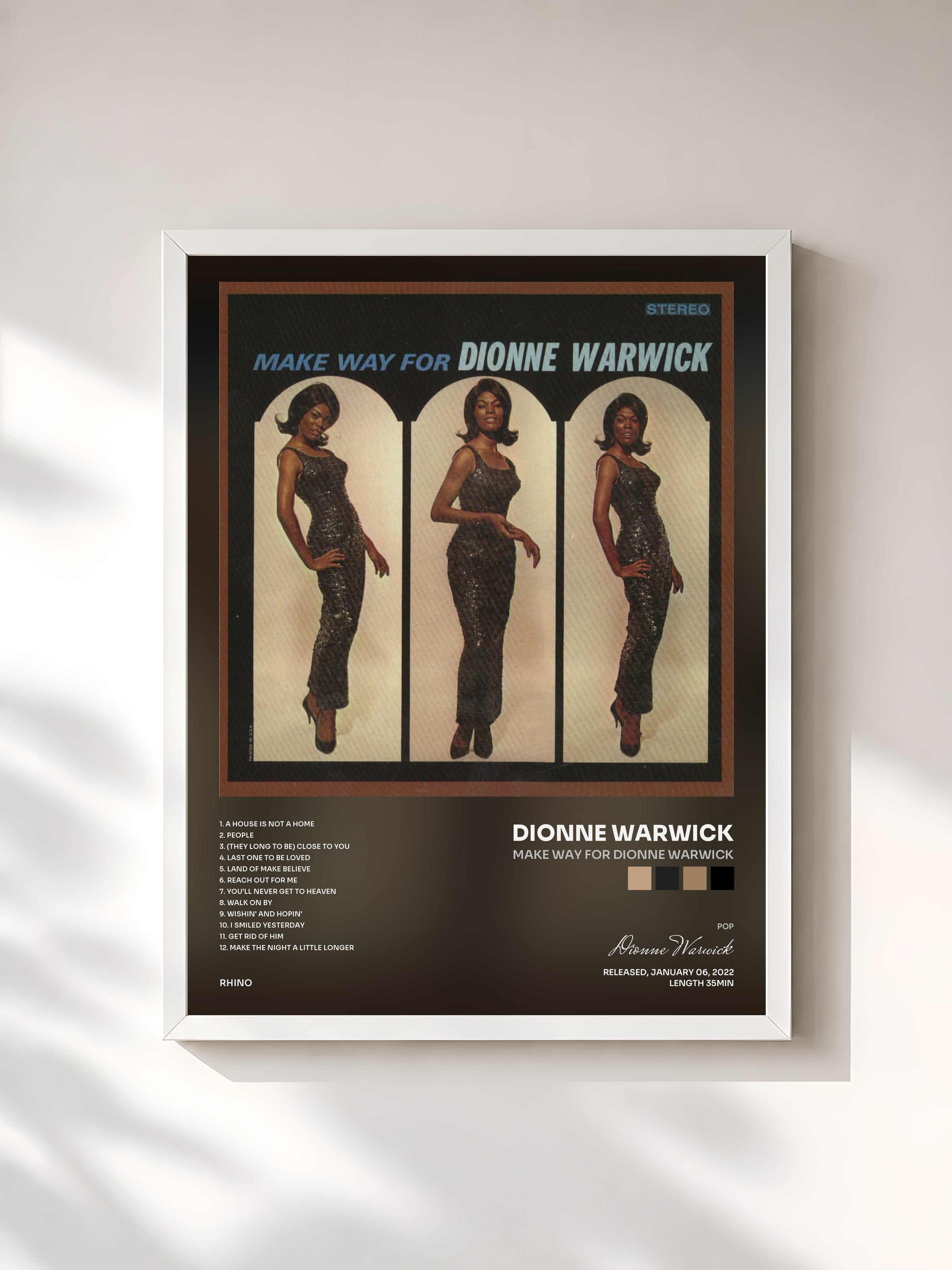 #blanc Tableau de l'album Make Way for Dionne Warwick de Dionne Warwick, cadre blanc, imprimé et encadré en France