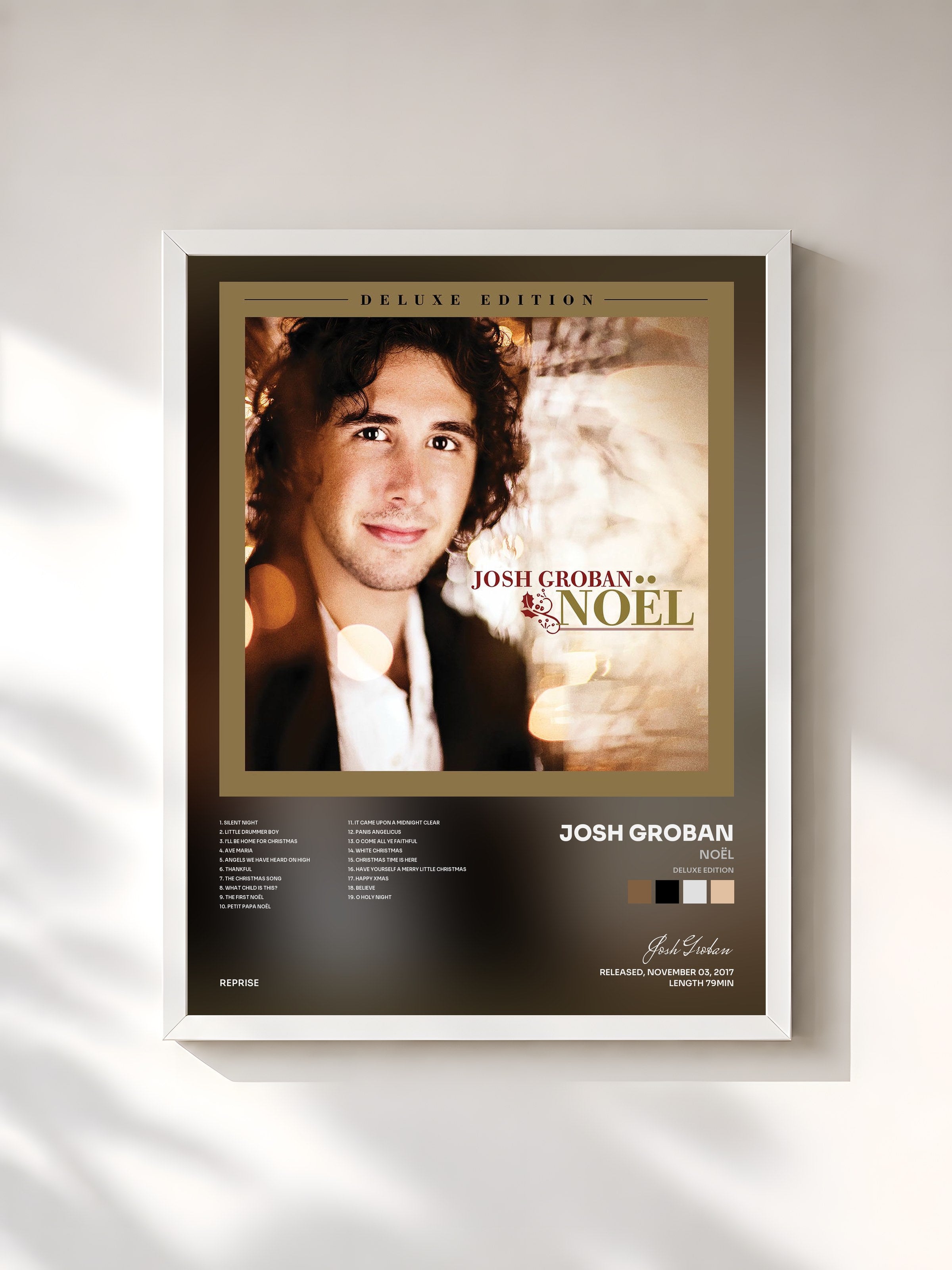 #blanc Tableau de l'album Noël (Deluxe Edition) de Josh Groban, cadre blanc, imprimé et encadré en France