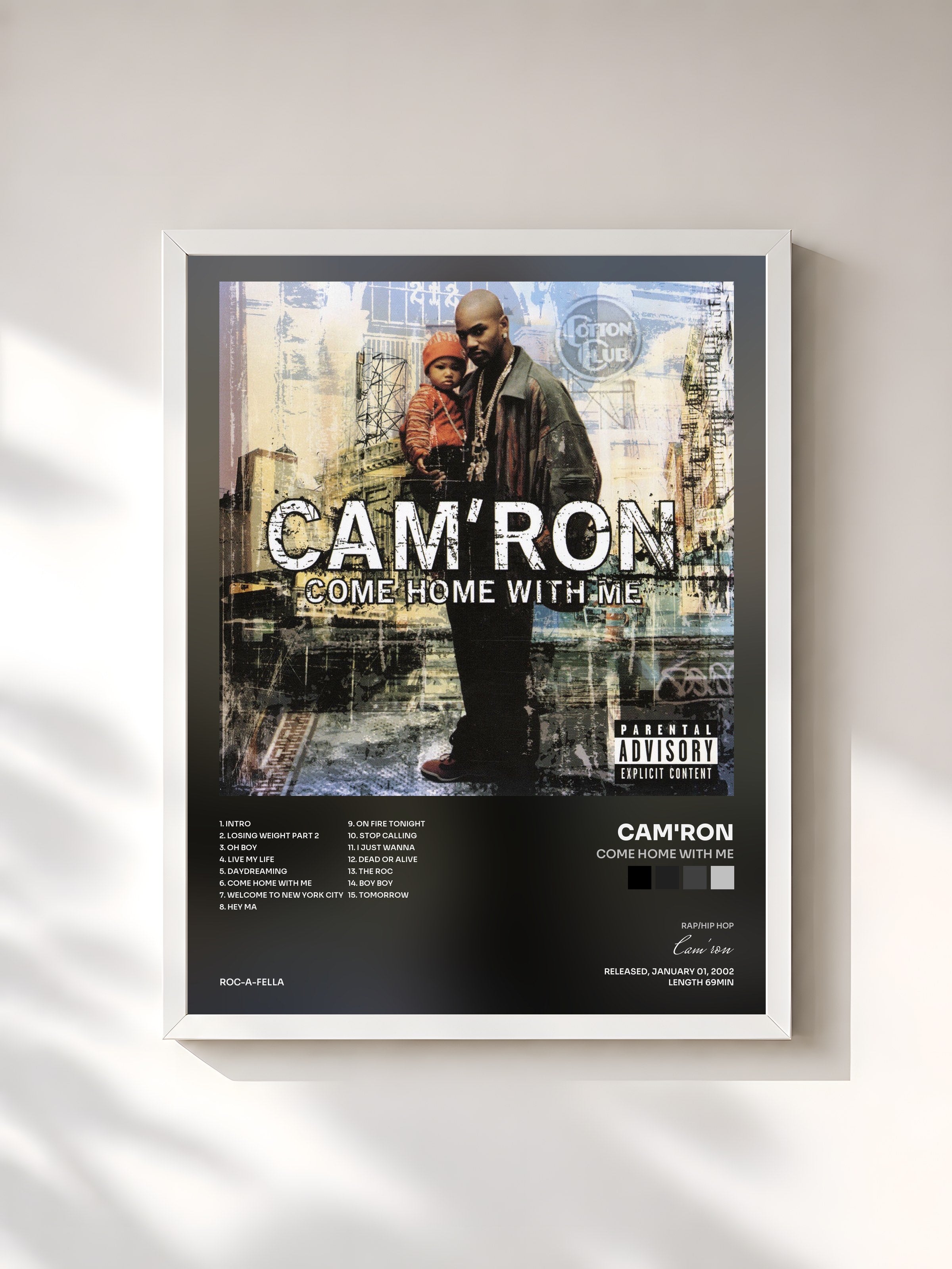 #blanc Tableau de l'album Come Home With Me de Cam'ron, cadre blanc, imprimé et encadré en France