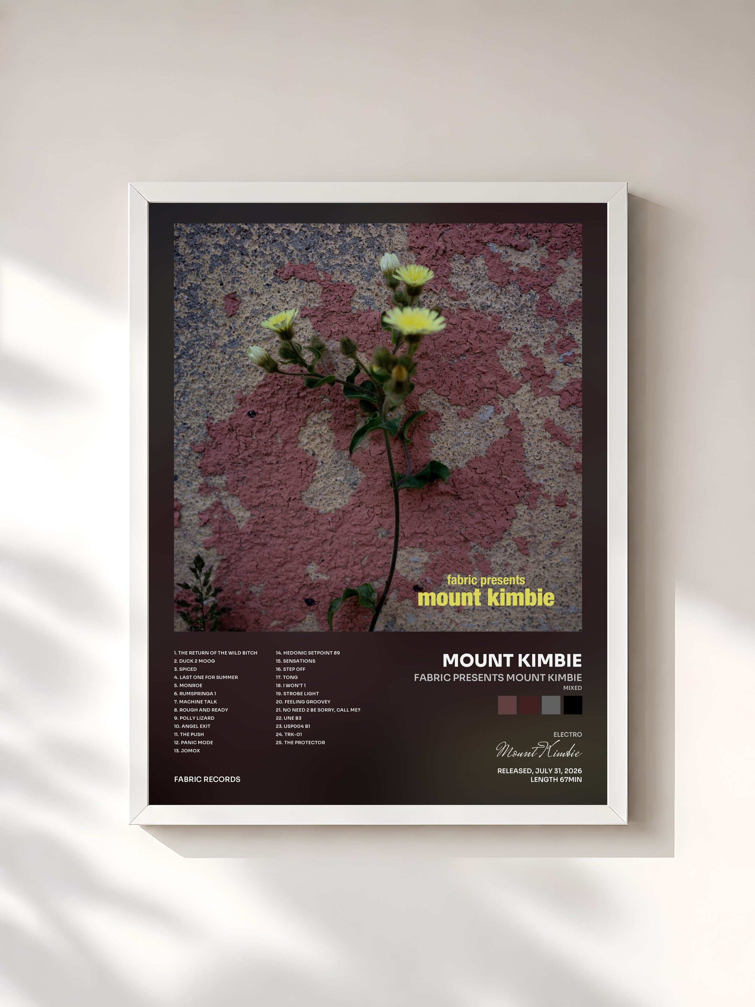 #blanc Tableau de l'album fabric presents Mount Kimbie (Mixed) de Mount Kimbie, cadre blanc, imprimé et encadré en France