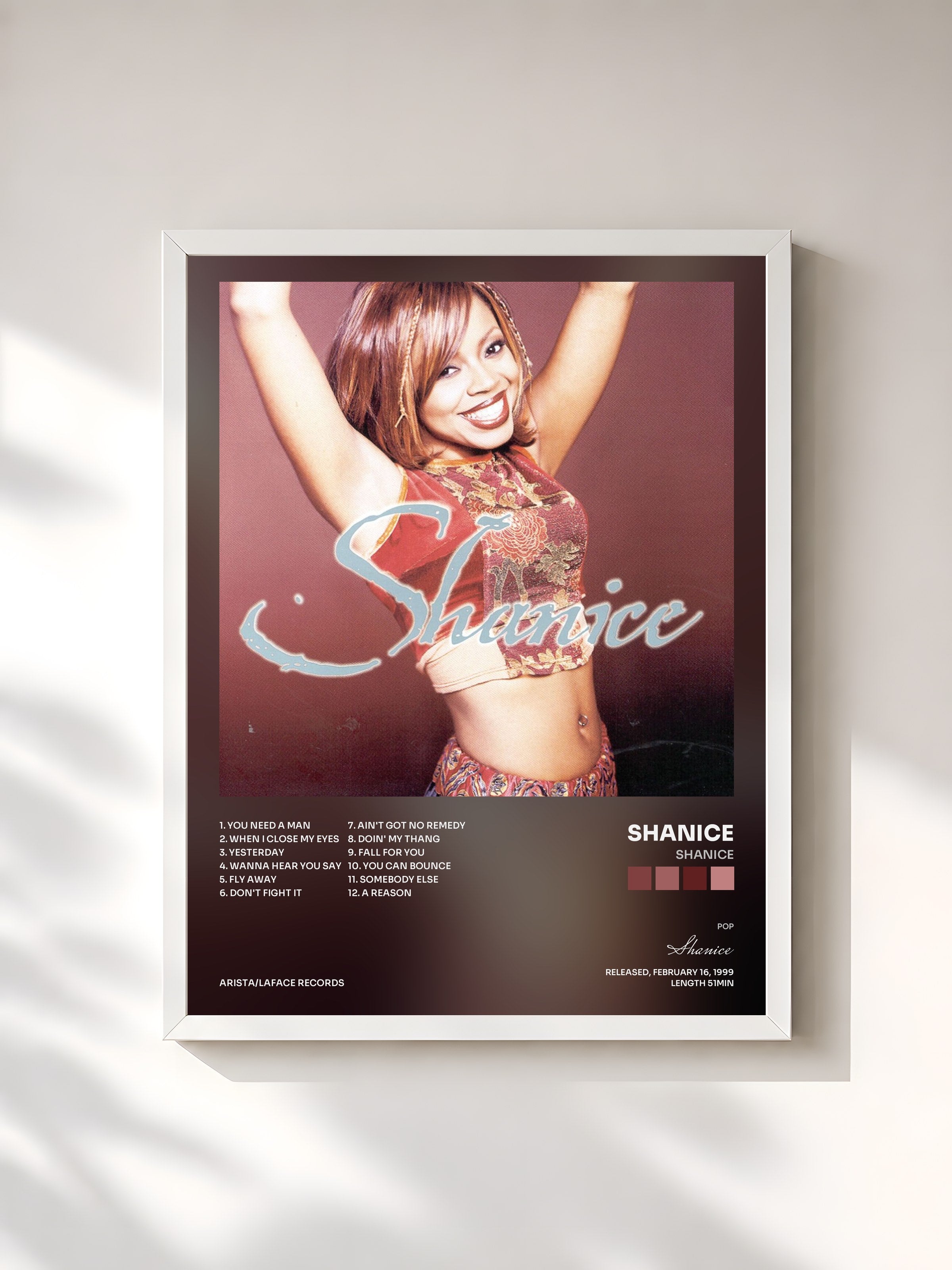 #blanc Tableau de l'album Shanice de Shanice, cadre blanc, imprimé et encadré en France