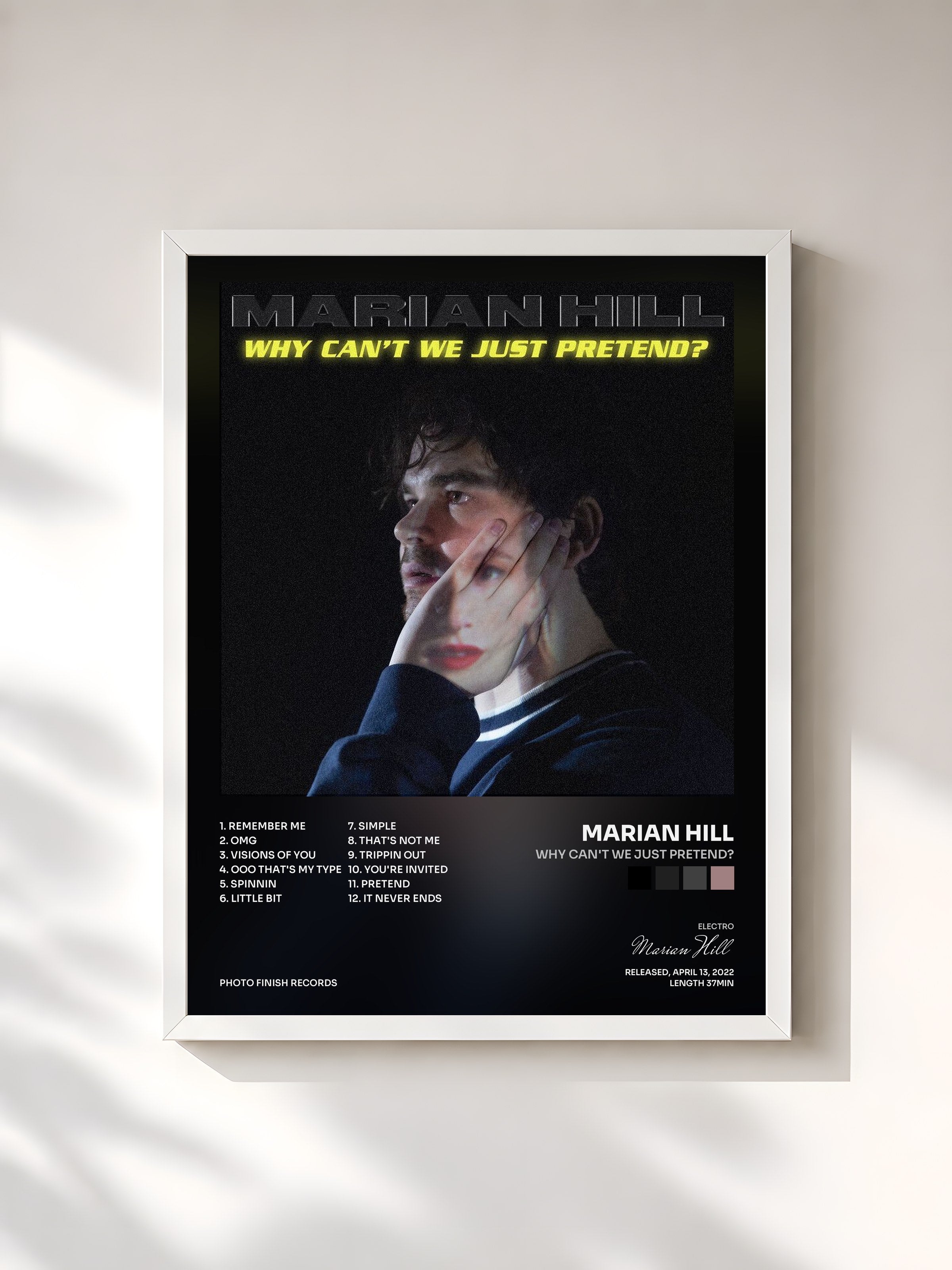 #blanc Tableau de l'album why can't we just pretend? de Marian Hill, cadre blanc, imprimé et encadré en France
