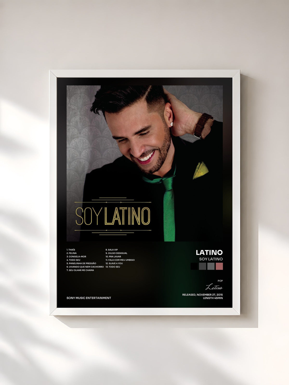 #blanc Tableau de l'album Soy Latino de Latino, cadre blanc, imprimé et encadré en France