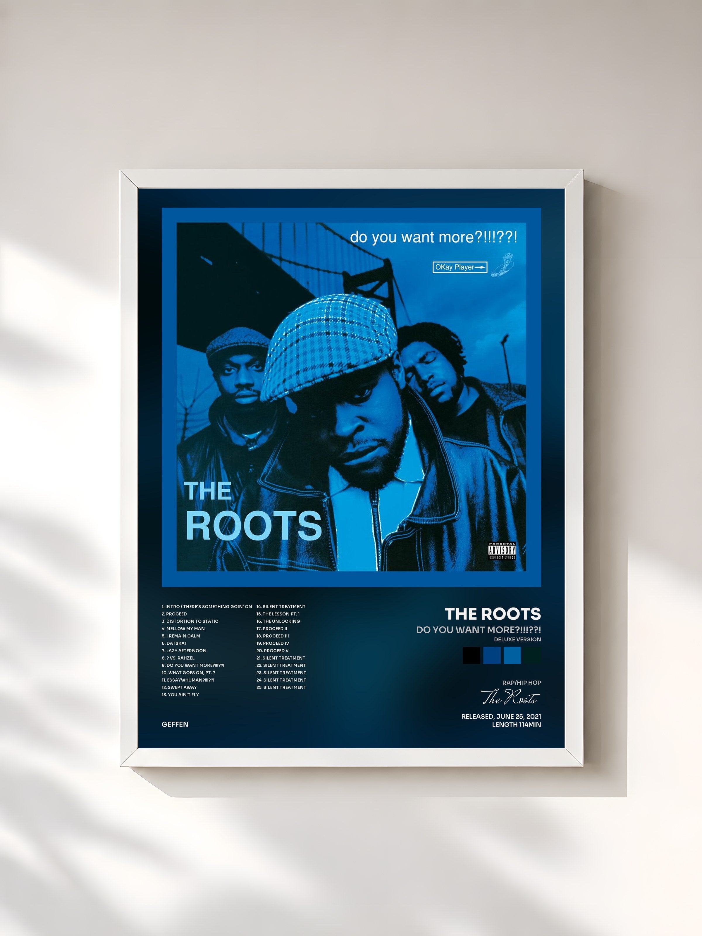 #blanc Tableau de l'album Do You Want More?!!!??! (Deluxe Version) de The Roots, cadre blanc, imprimé et encadré en France