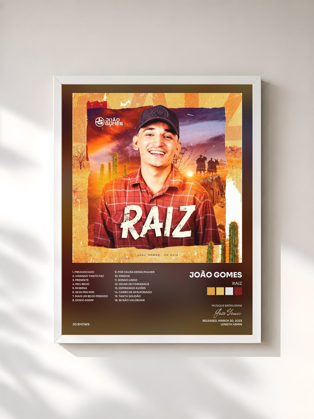 #blanc Tableau de l'album RAIZ de João Gomes, cadre blanc, imprimé et encadré en France