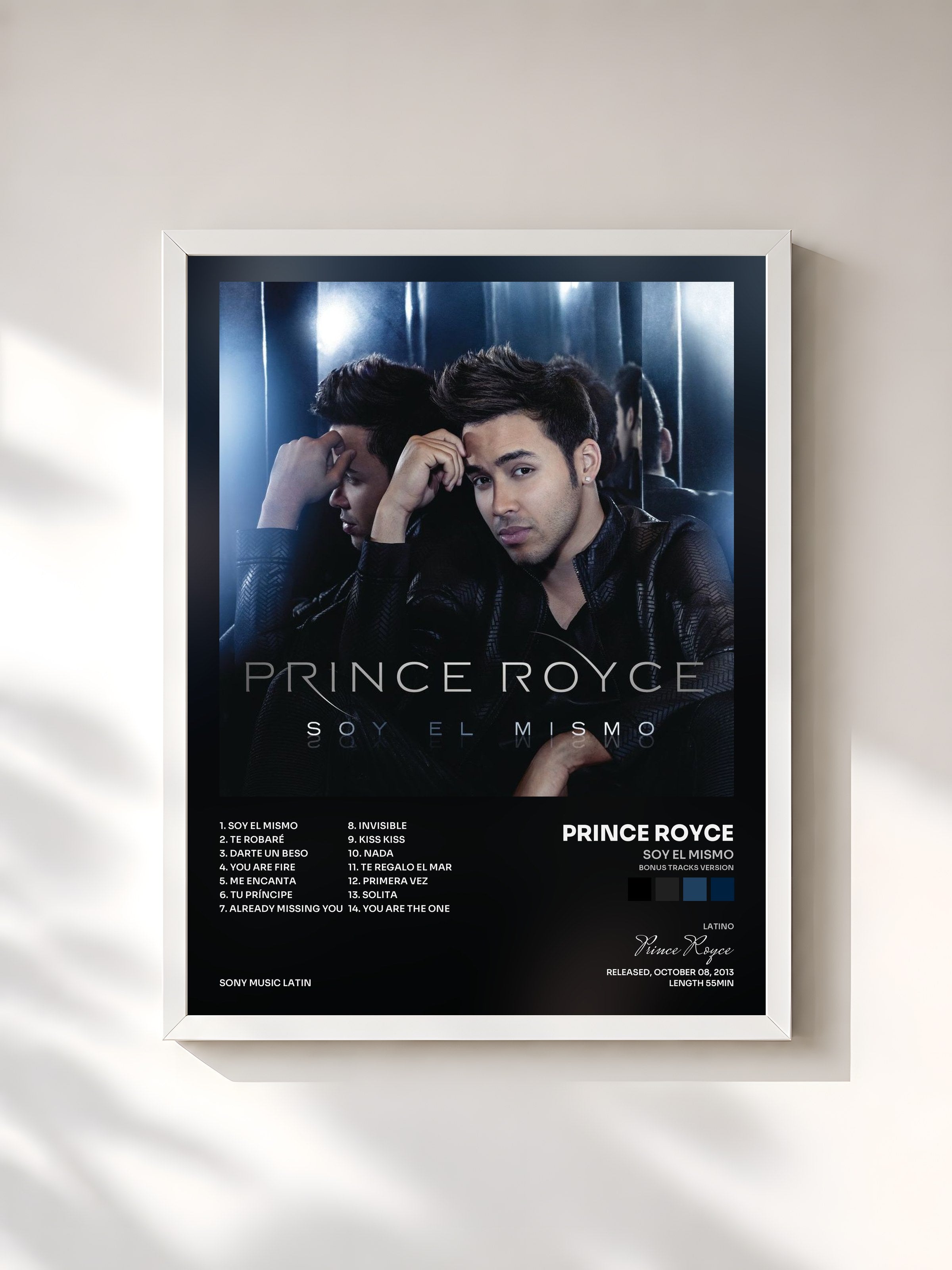 #blanc Tableau de l'album Soy el Mismo (Bonus Tracks Version) de Prince Royce, cadre blanc, imprimé et encadré en France