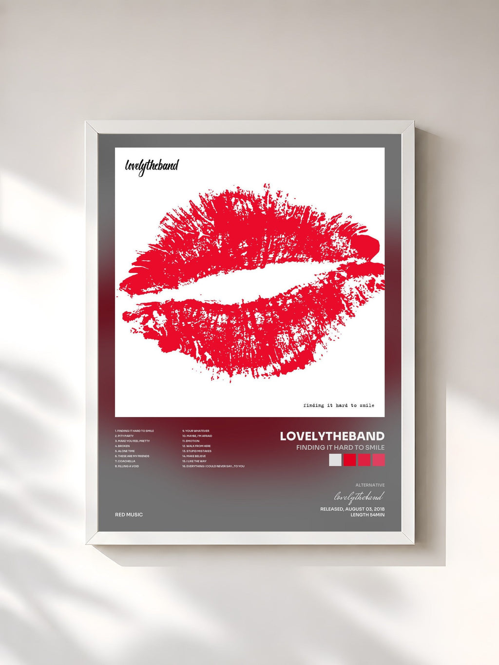 #blanc finding it hard to smile von lovelytheband als gerahmter Kunstdruck, weißer Rahmen, gedruckt und gerahmt in Frankreich