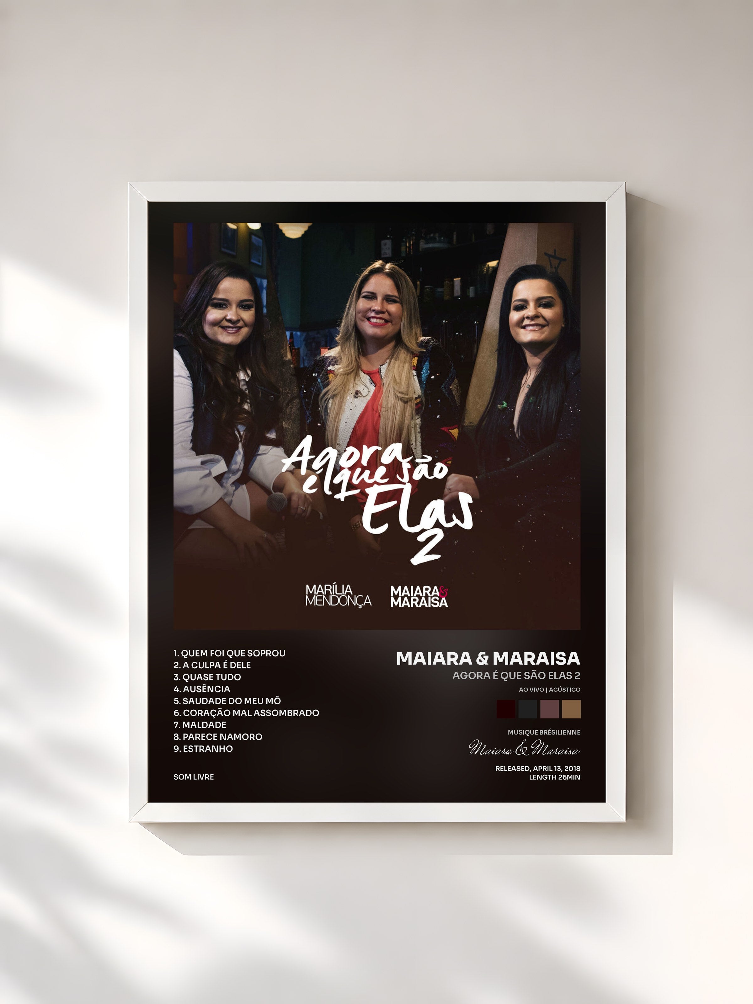 #blanc Tableau de l'album Agora É Que São Elas 2 (Ao Vivo | Acústico) de Maiara & Maraisa, cadre blanc, imprimé et encadré en France