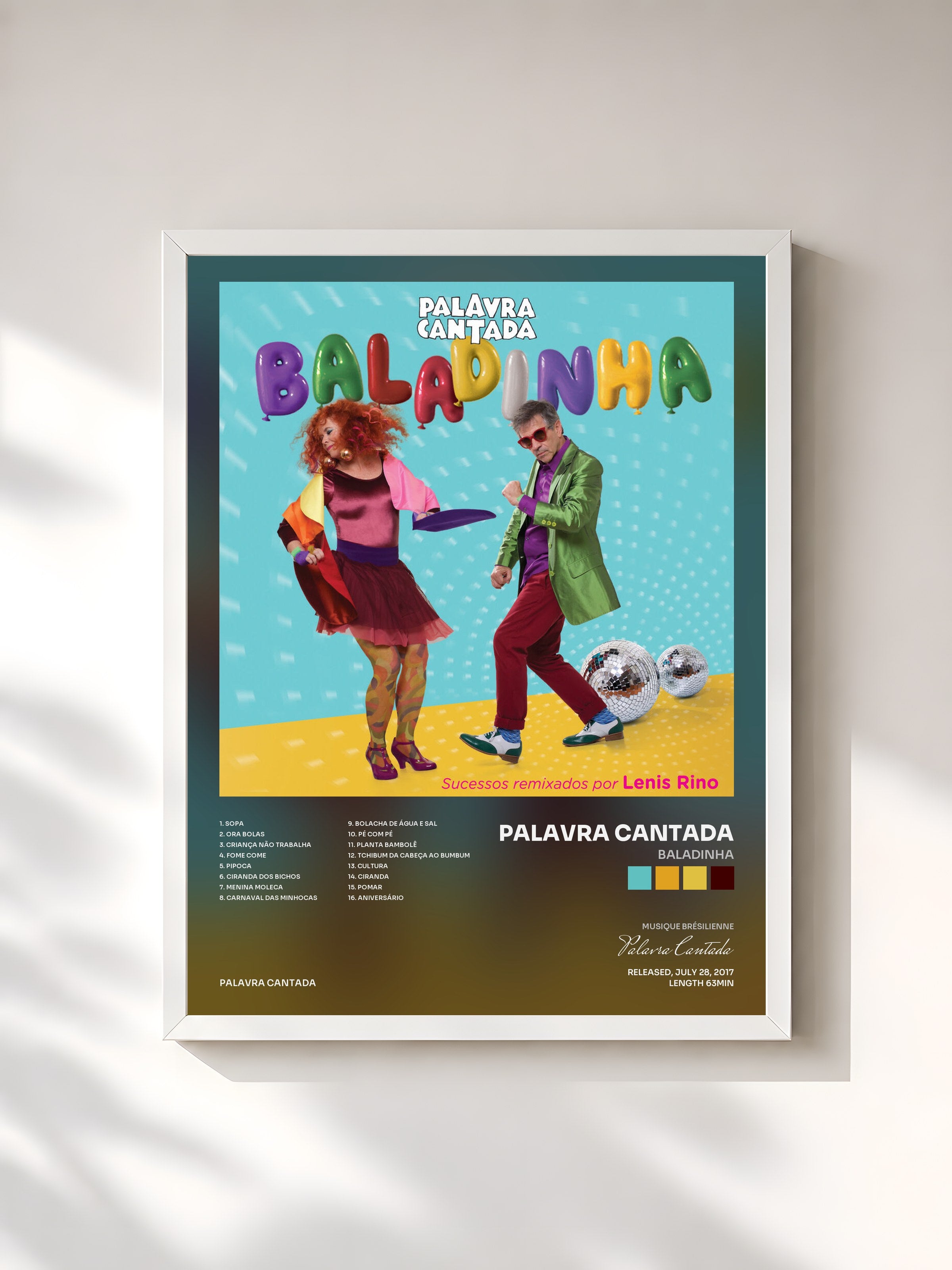 #blanc Tableau de l'album Baladinha de Palavra Cantada, cadre blanc, imprimé et encadré en France
