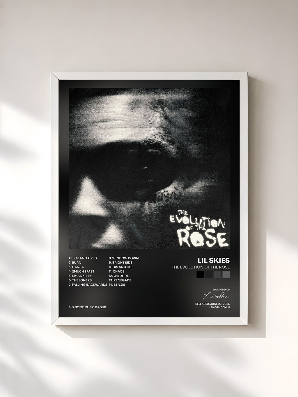 #blanc The Evolution of the Rose von Lil Skies als gerahmter Kunstdruck, weißer Rahmen, gedruckt und gerahmt in Frankreich