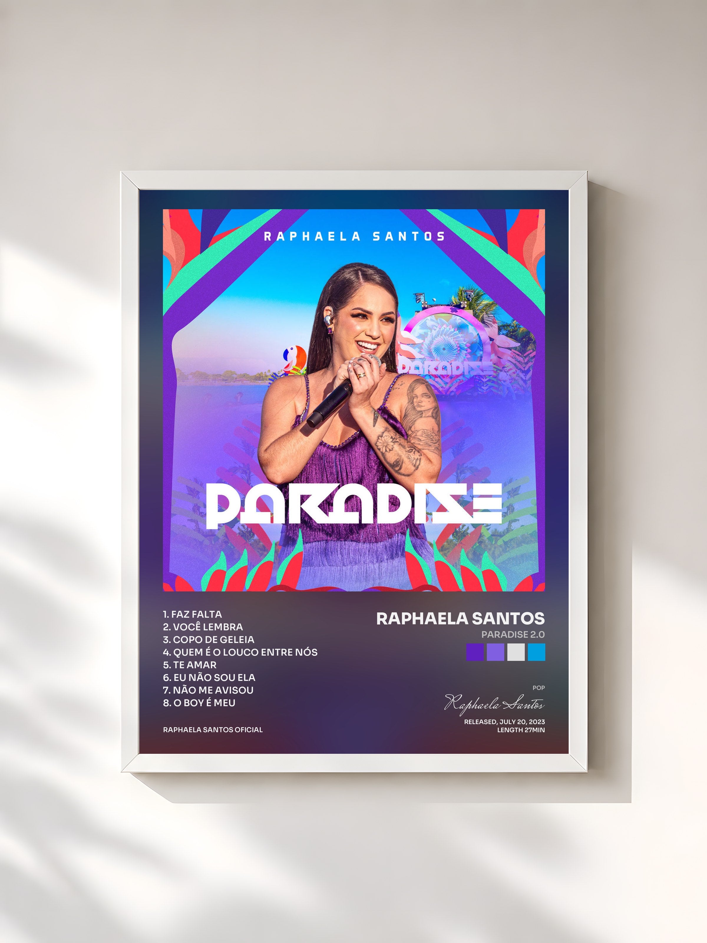 #blanc Tableau de l'album Paradise 2.0 de Raphaela Santos, cadre blanc, imprimé et encadré en France