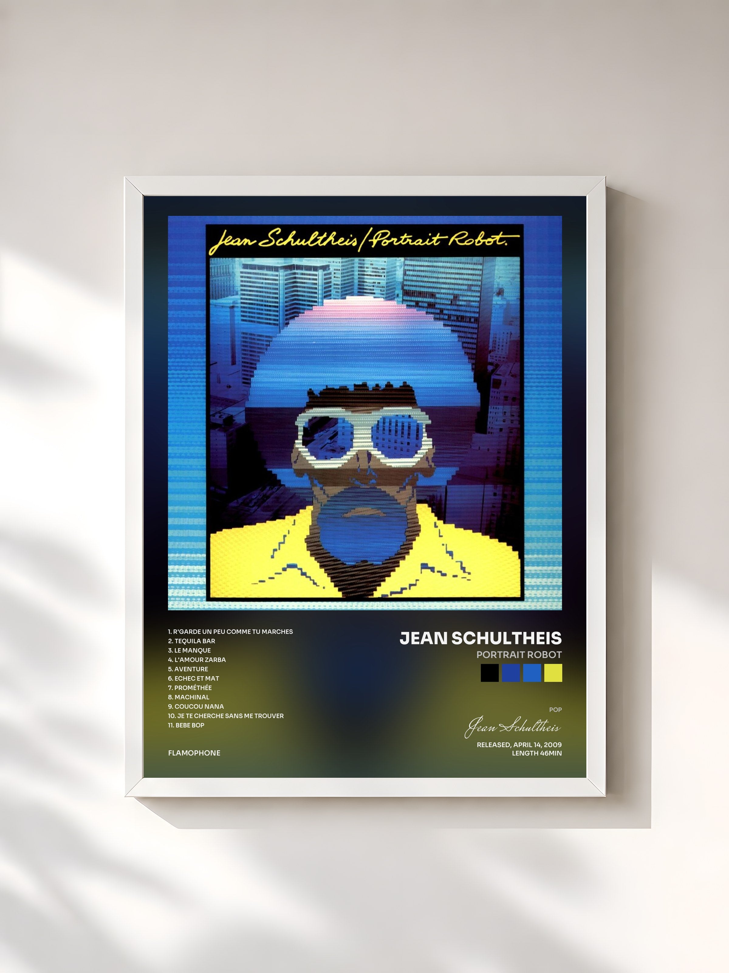 #blanc Tableau de l'album Portrait robot de Jean Schultheis, cadre blanc, imprimé et encadré en France