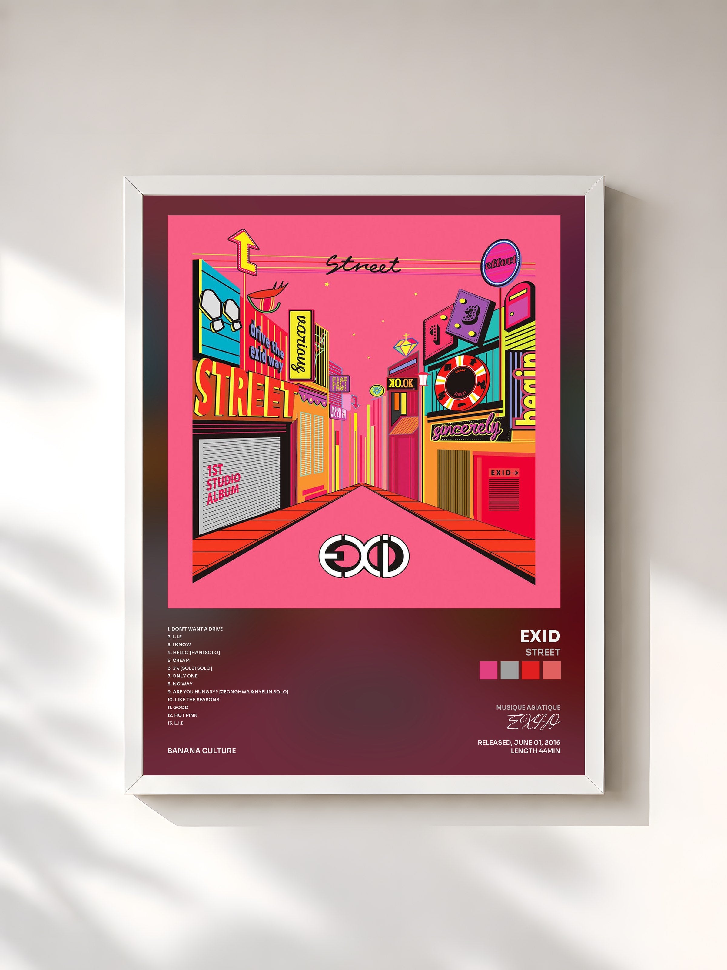 #blanc Tableau de l'album Street de EXID, cadre blanc, imprimé et encadré en France