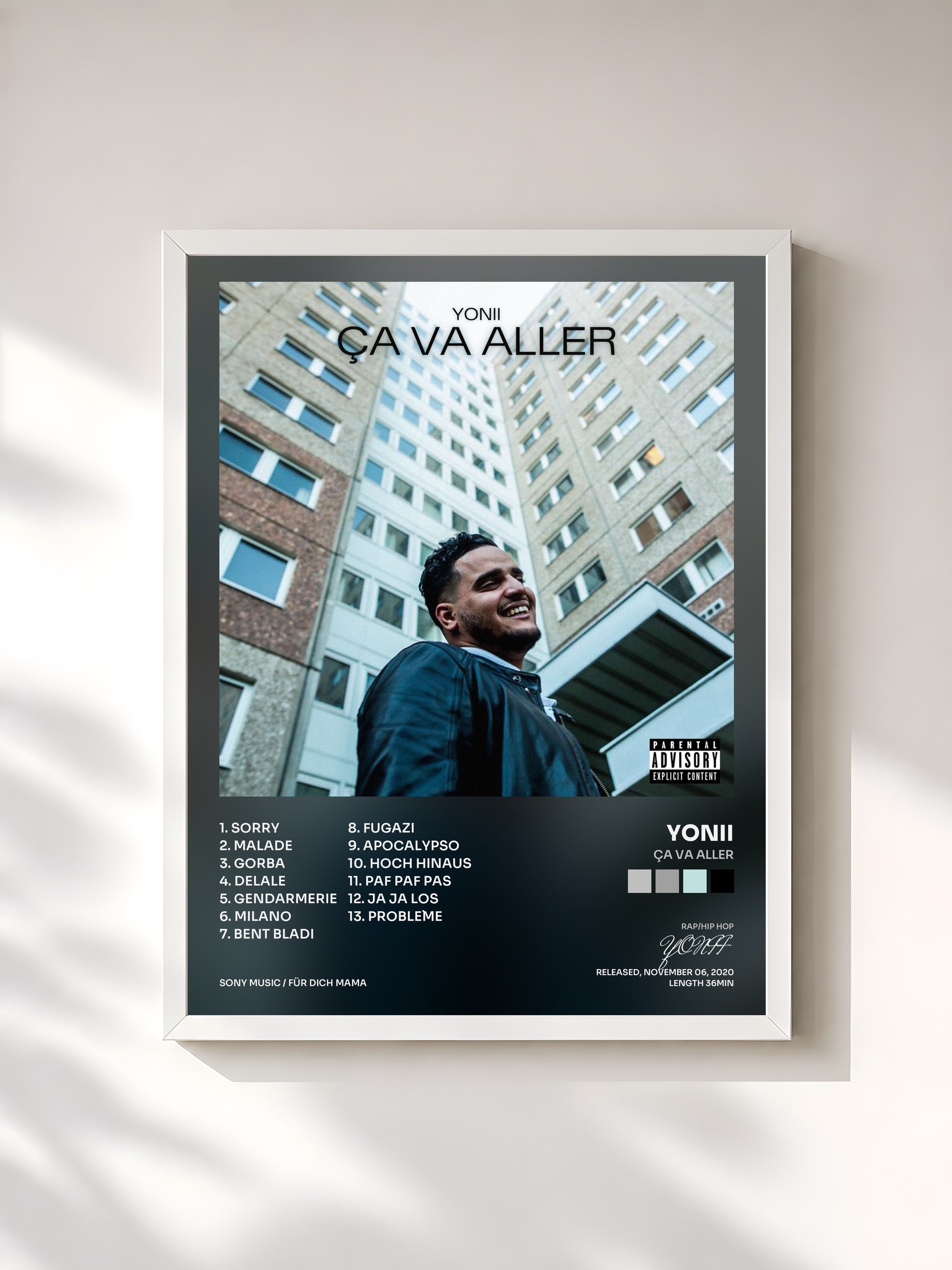 #blanc Tableau de l'album Ça Va Aller de YONII, cadre blanc, imprimé et encadré en France
