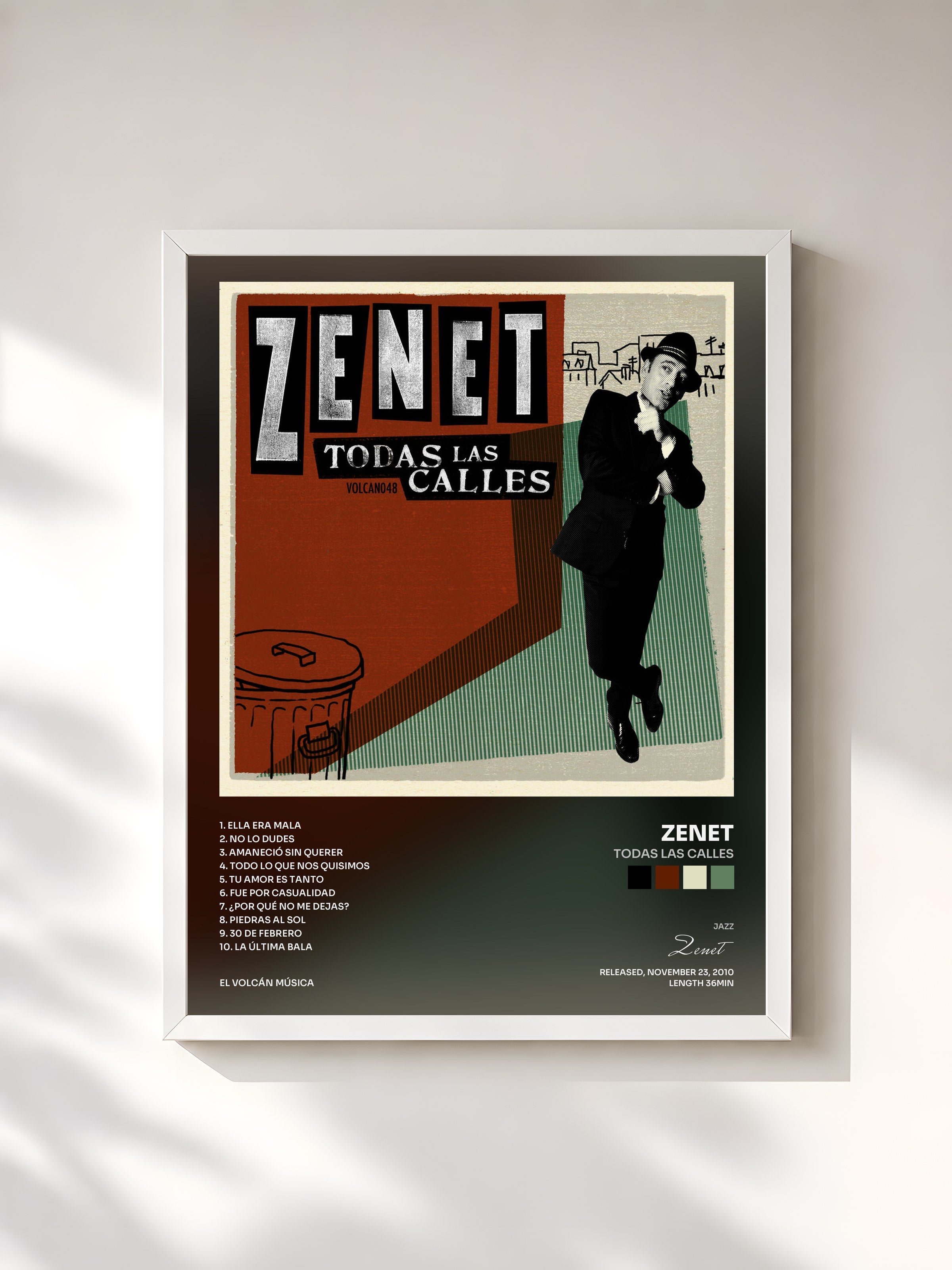 #blanc Tableau de l'album Todas Las Calles de Zenet, cadre blanc, imprimé et encadré en France