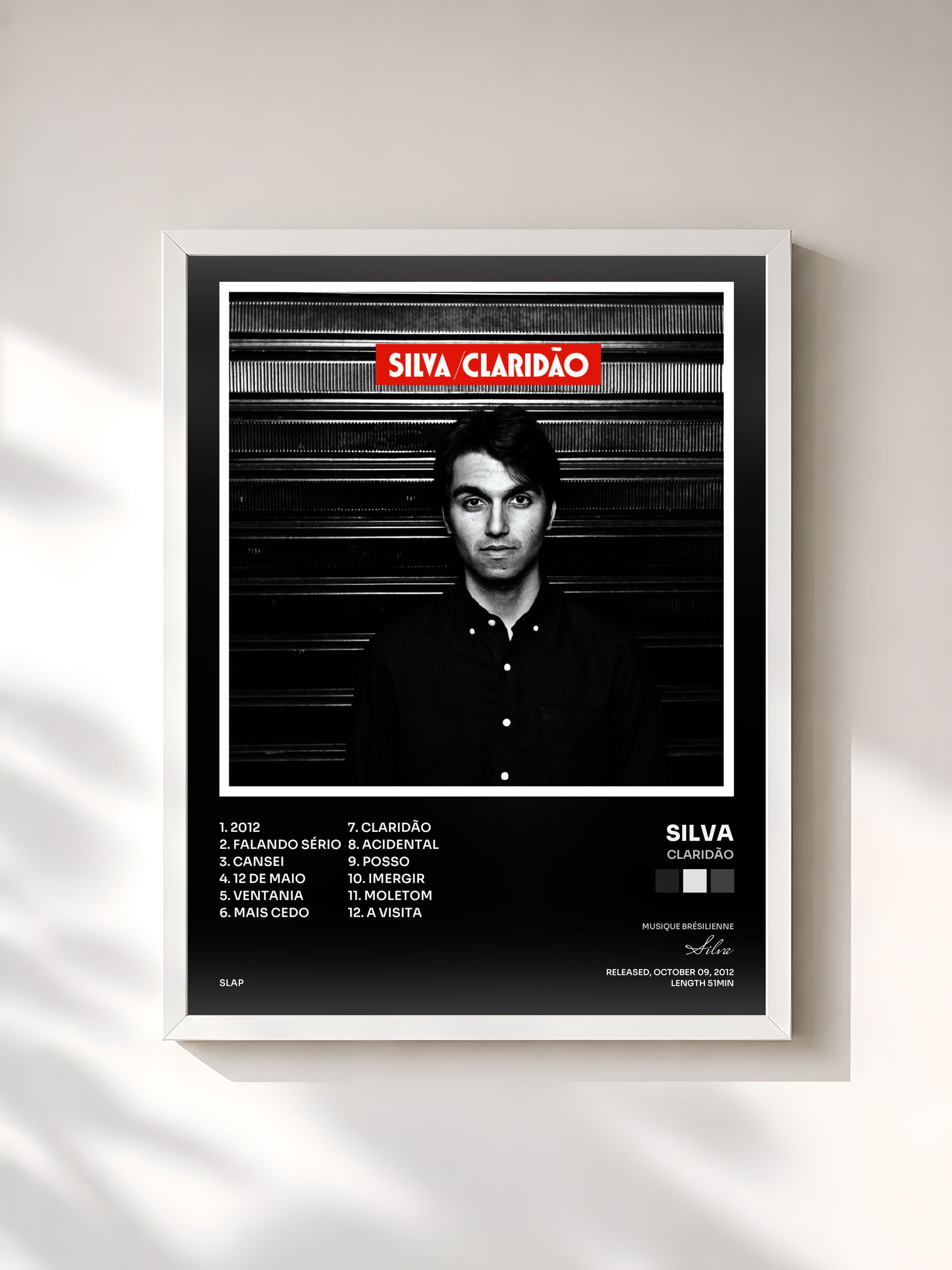 #blanc Tableau de l'album Claridão de Silva, cadre blanc, imprimé et encadré en France